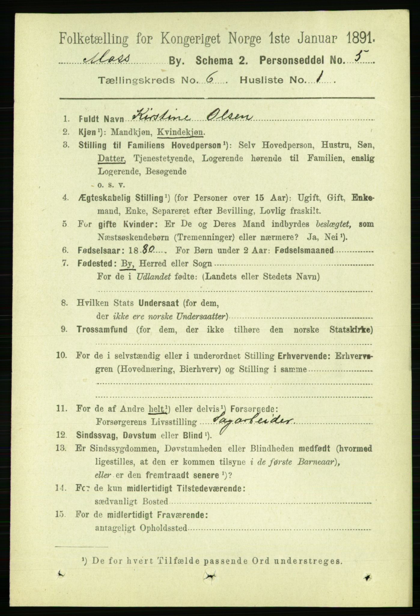 RA, 1891 census for 0104 Moss, 1891, p. 3250