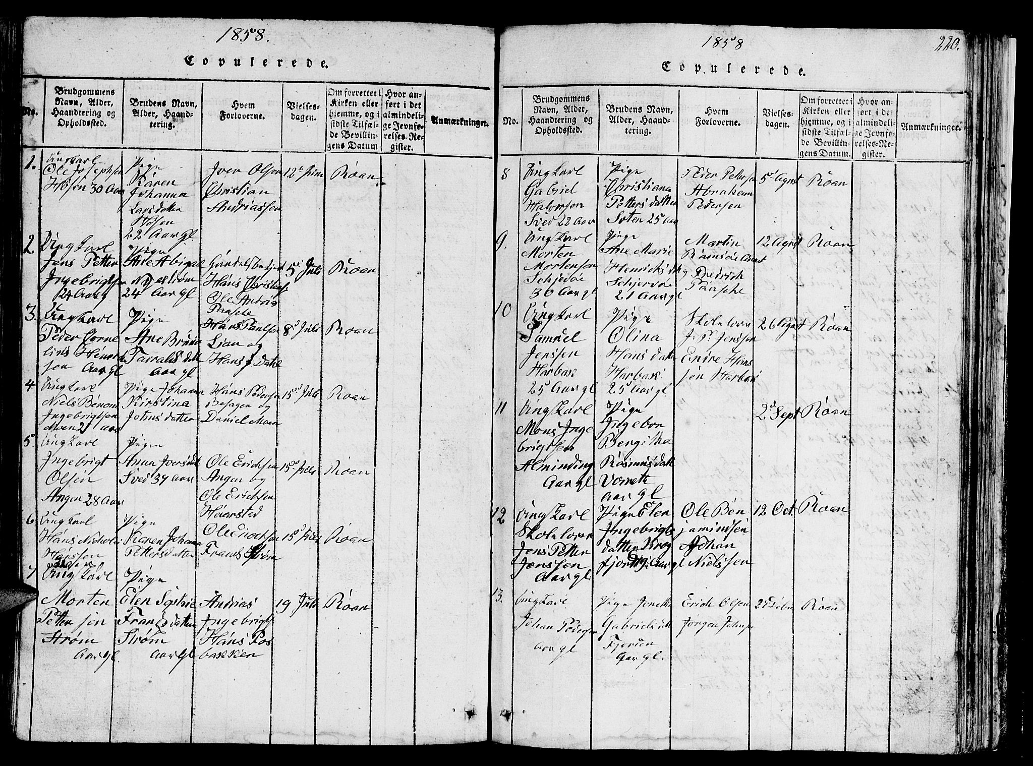 Ministerialprotokoller, klokkerbøker og fødselsregistre - Sør-Trøndelag, SAT/A-1456/657/L0714: Parish register (copy) no. 657C01, 1818-1868, p. 220