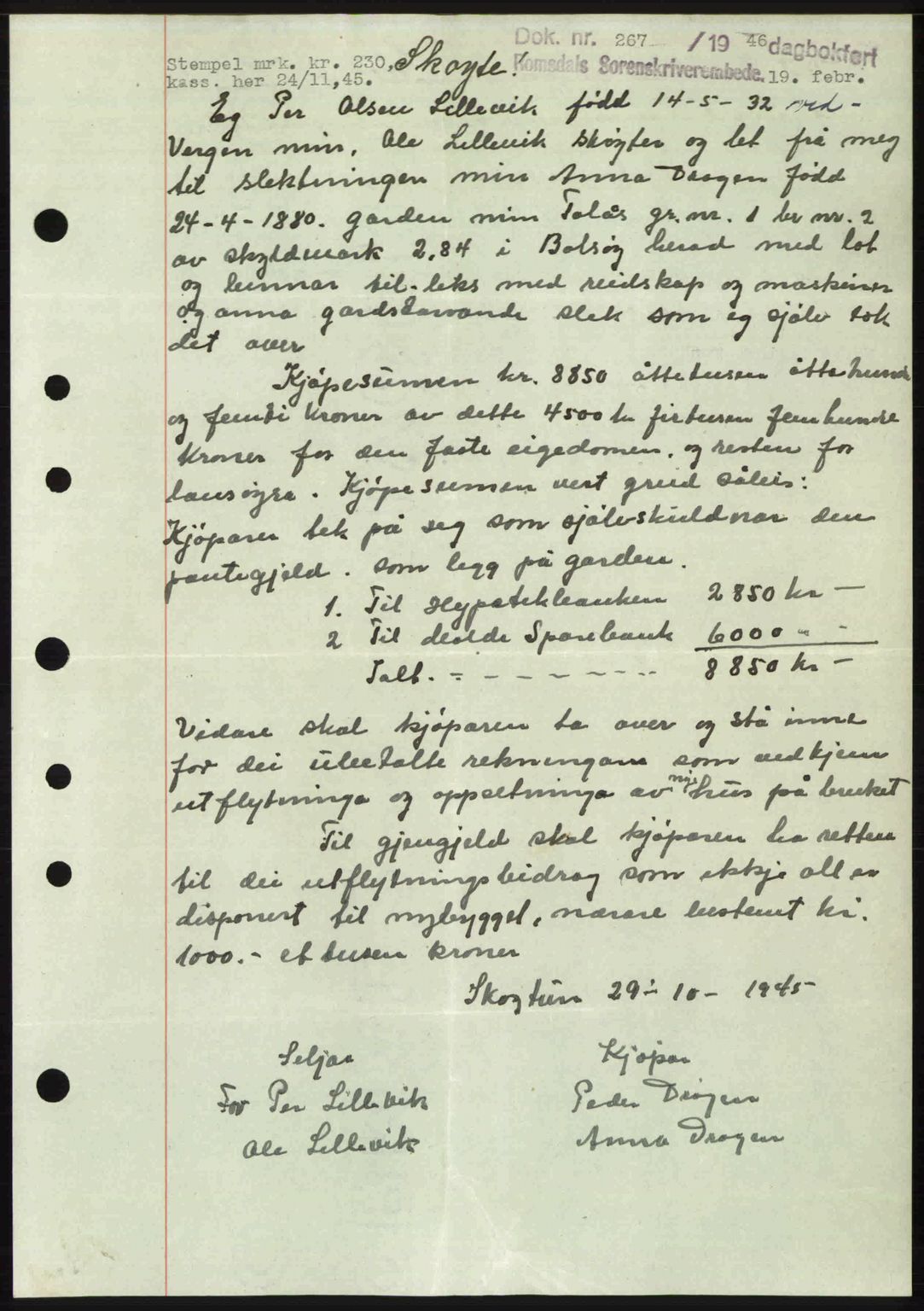 Romsdal sorenskriveri, SAT/A-4149/1/2/2C: Mortgage book no. A19, 1946-1946, Diary no: : 267/1946