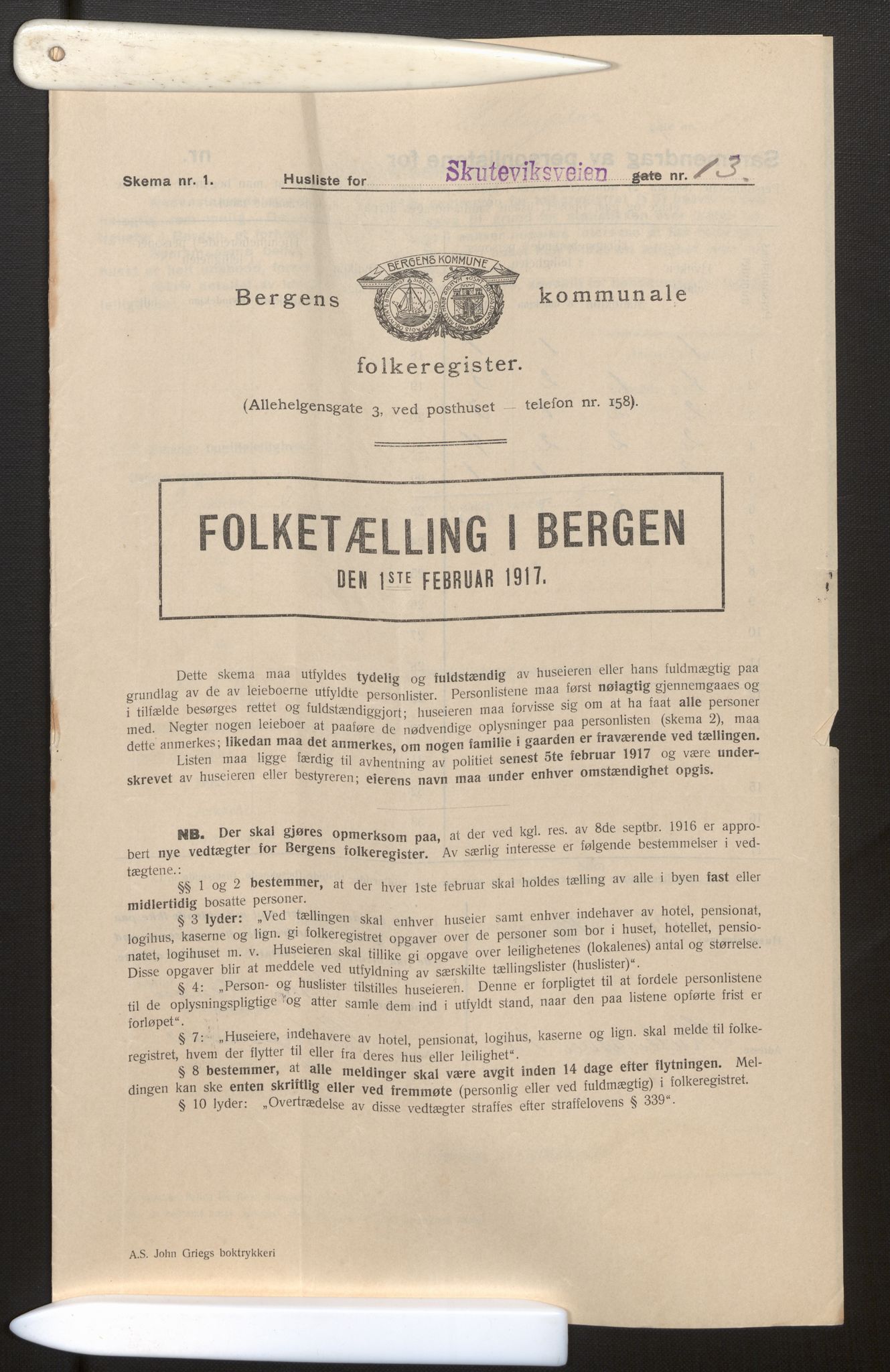 SAB, Municipal Census 1917 for Bergen, 1917, p. 36112