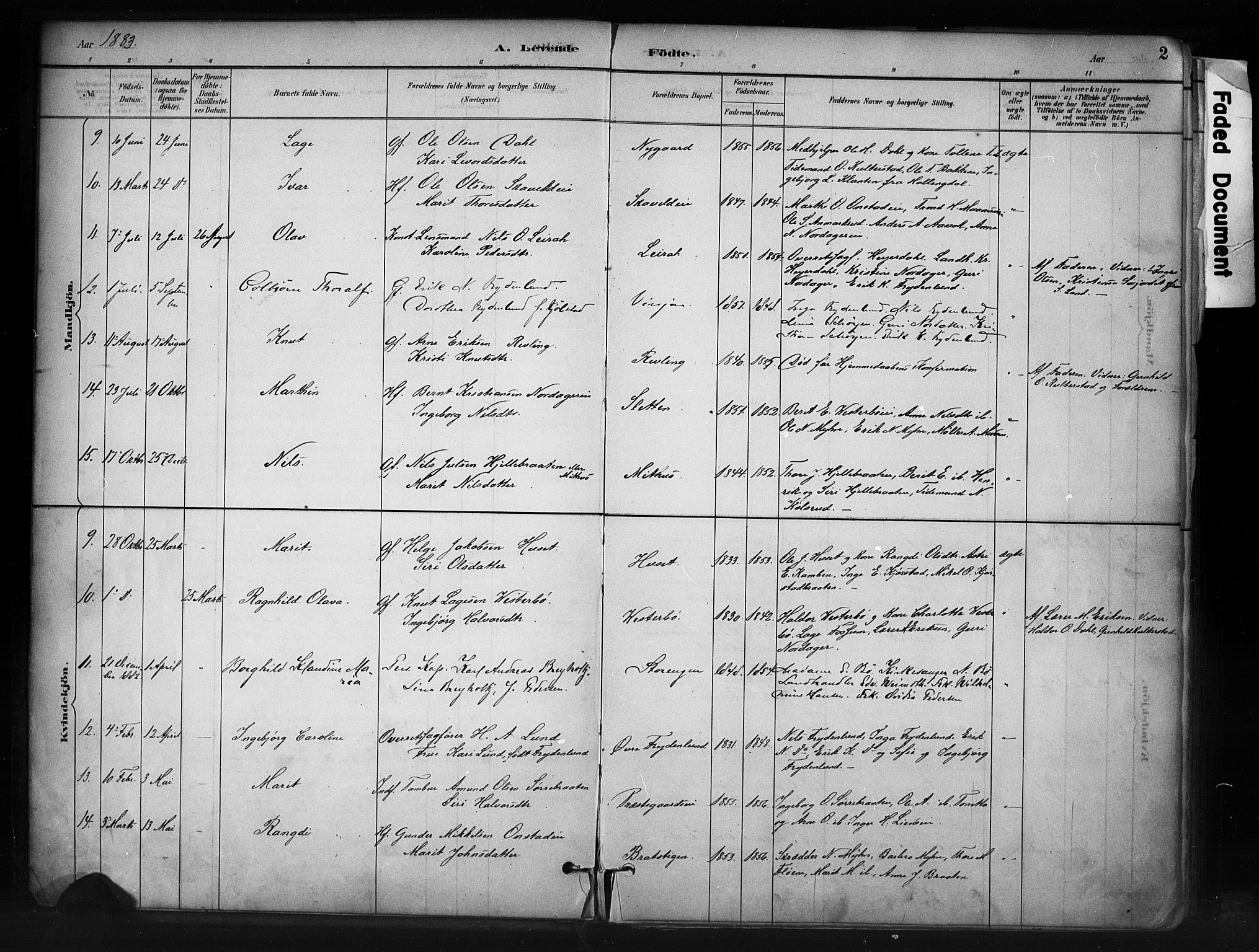 Nord-Aurdal prestekontor, SAH/PREST-132/H/Ha/Haa/L0013: Parish register (official) no. 13, 1883-1895, p. 2
