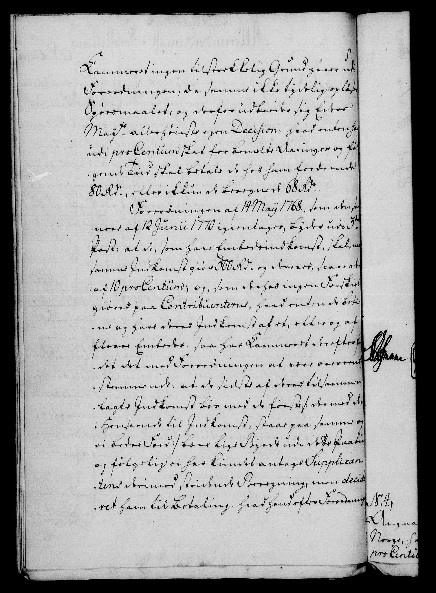 Rentekammeret, Kammerkanselliet, RA/EA-3111/G/Gf/Gfa/L0056: Norsk relasjons- og resolusjonsprotokoll (merket RK 52.56), 1774, p. 42