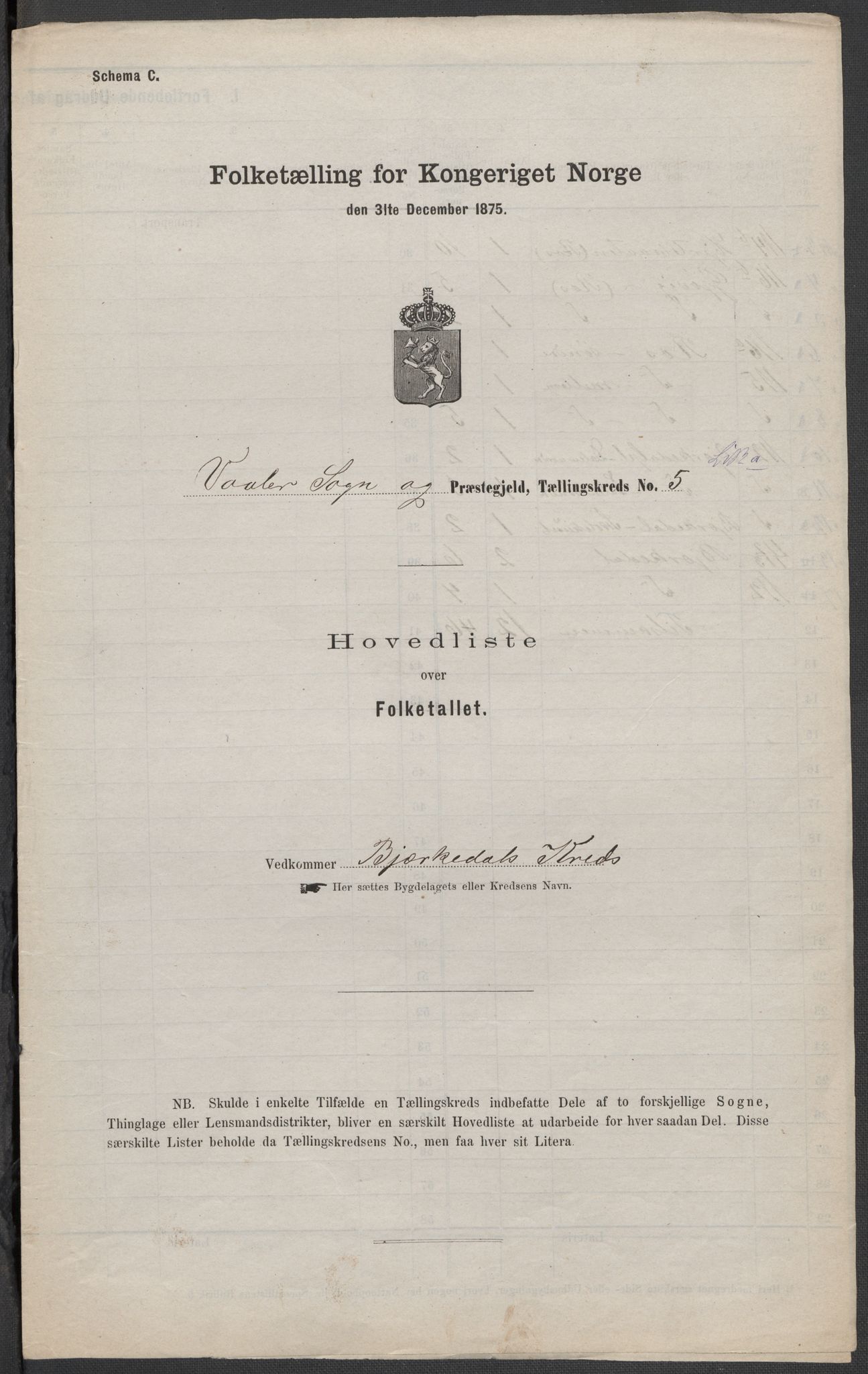 RA, 1875 census for 0137P Våler, 1875, p. 16