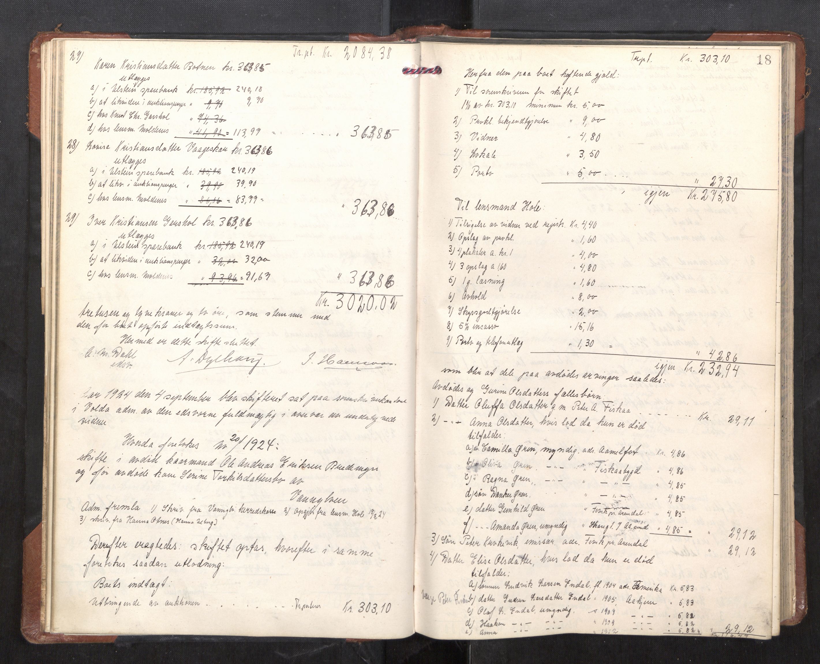 Søre Sunnmøre sorenskriveri, AV/SAT-A-4122/1/3/3A/L0025: Skifte- / Skifteutloddings- / Skifteslutningsprotokollar, 1924-1927, p. 17b-18a