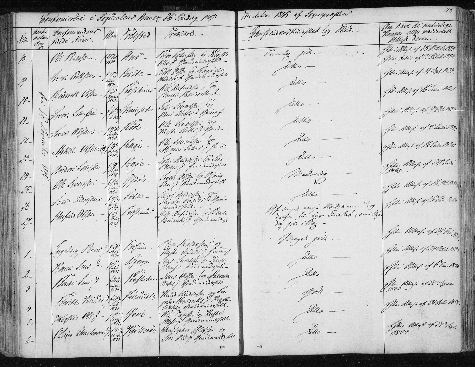 Ministerialprotokoller, klokkerbøker og fødselsregistre - Sør-Trøndelag, AV/SAT-A-1456/687/L0999: Parish register (official) no. 687A05 /3, 1843-1848, p. 178