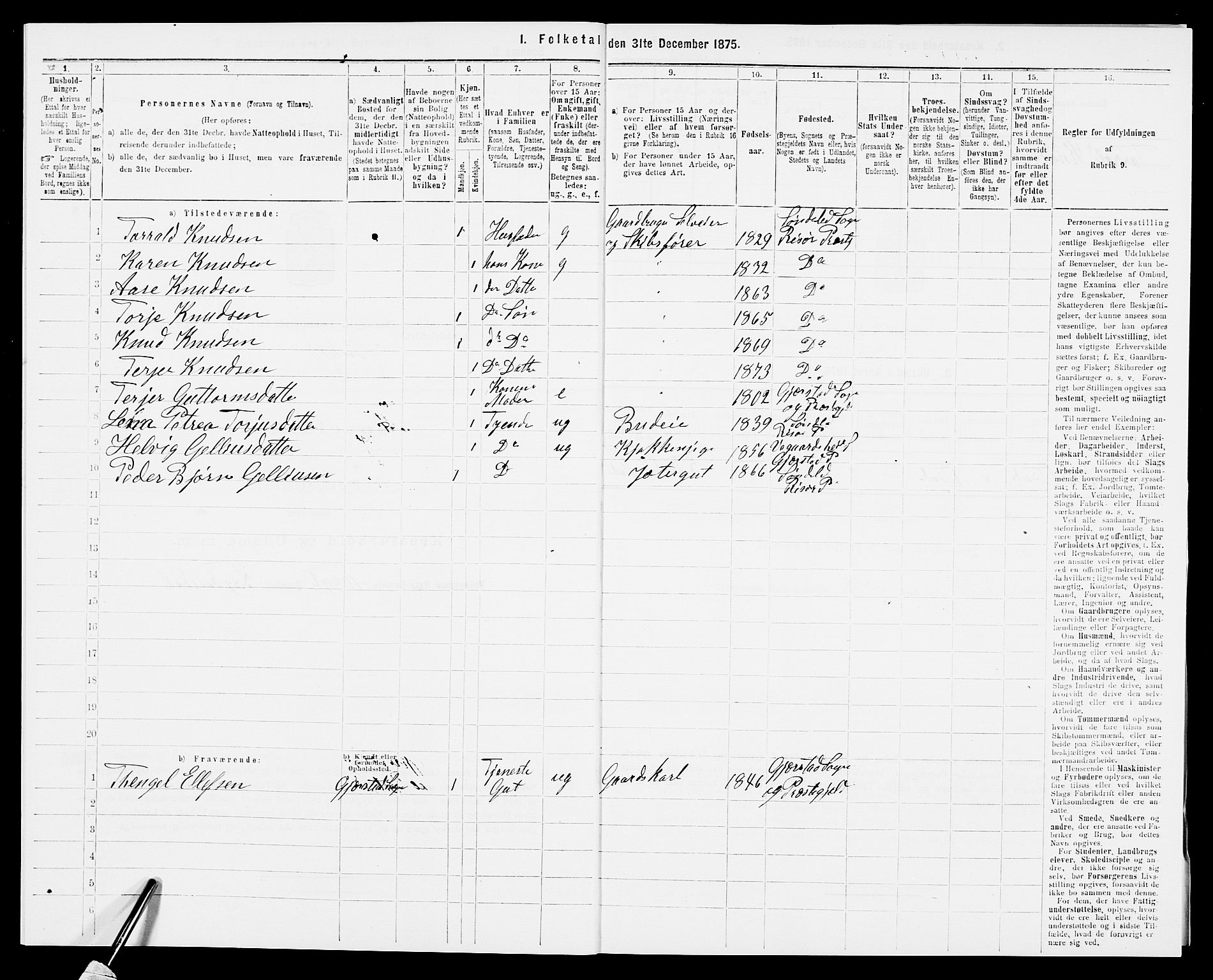 SAK, 1875 census for 0913L Risør/Søndeled, 1875, p. 377