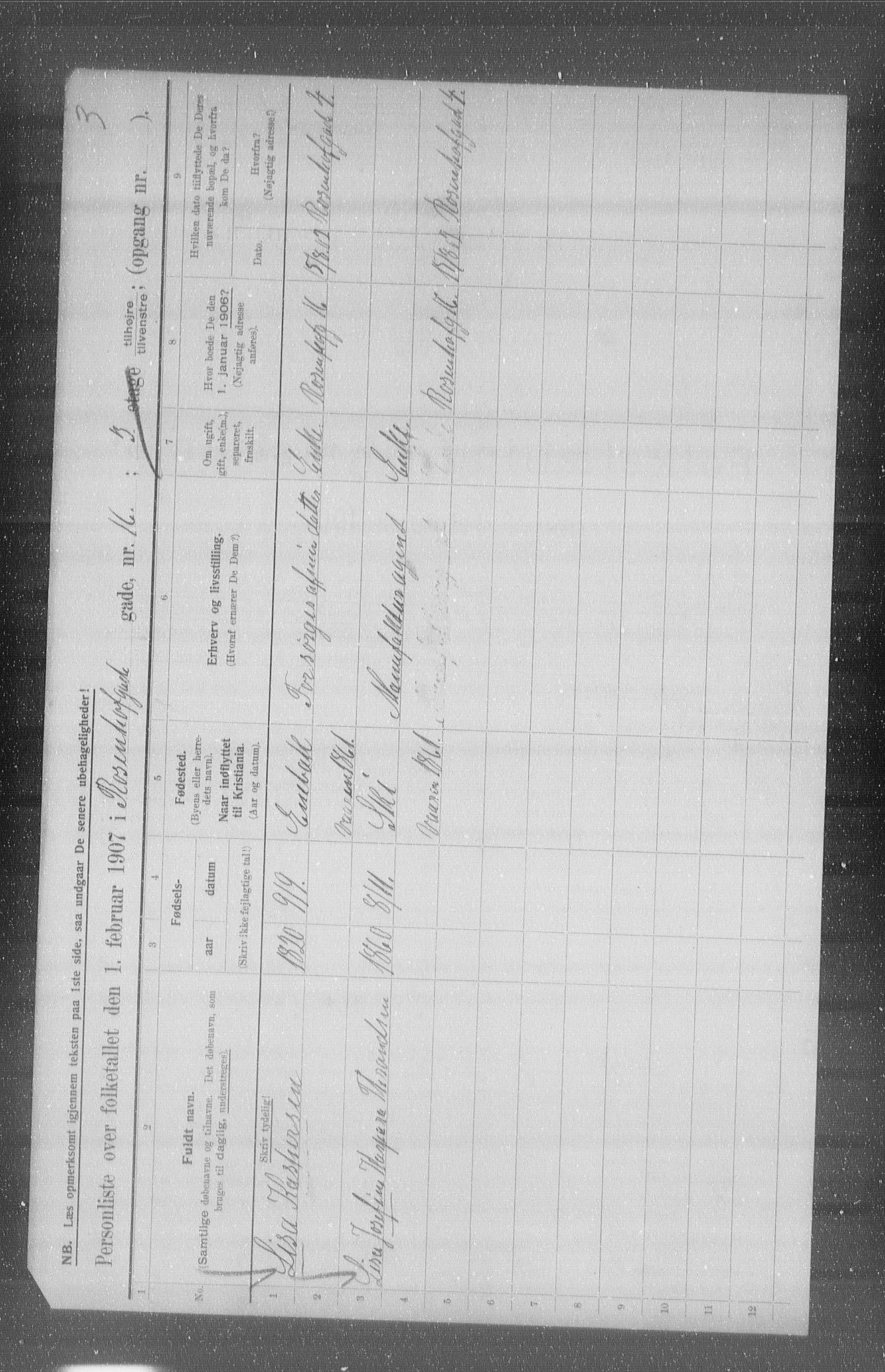 OBA, Municipal Census 1907 for Kristiania, 1907, p. 42736