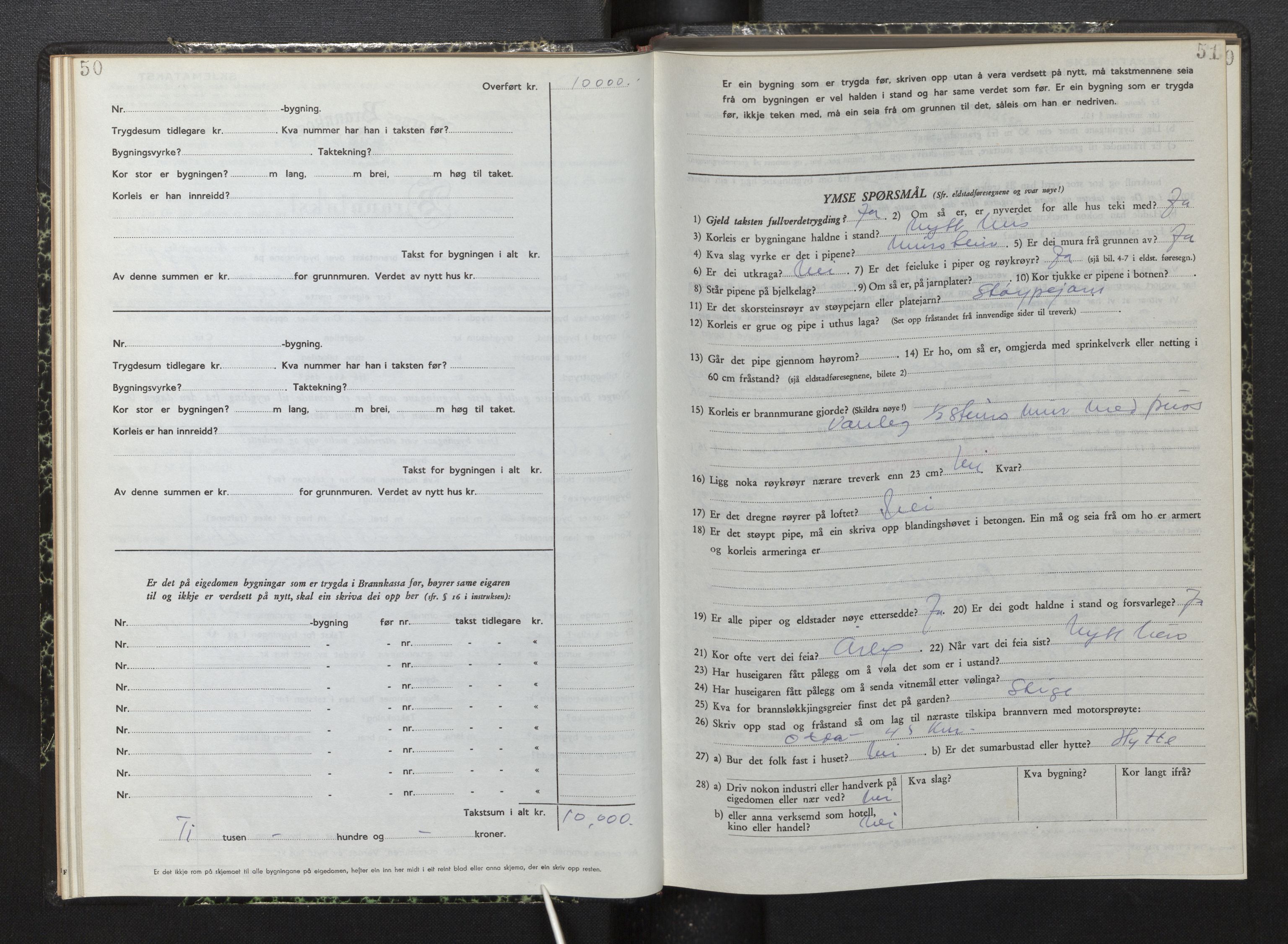 Lensmannen i Røldal, AV/SAB-A-34501/0012/L0005: Branntakstprotokoll, skjematakst, 1951-1963, p. 50-51