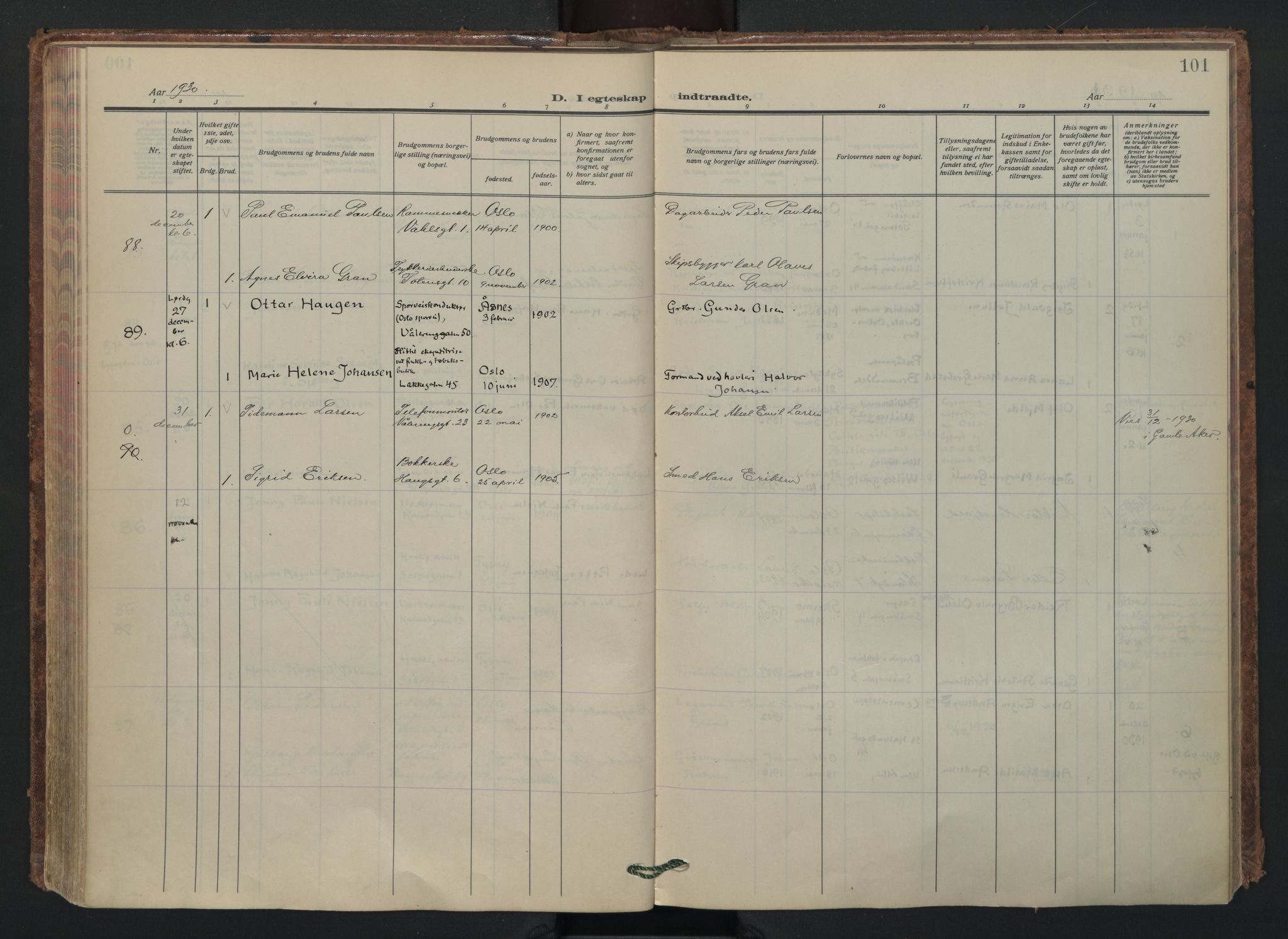 Vålerengen prestekontor Kirkebøker, SAO/A-10878/F/Fa/L0005: Parish register (official) no. 5, 1924-1936, p. 101