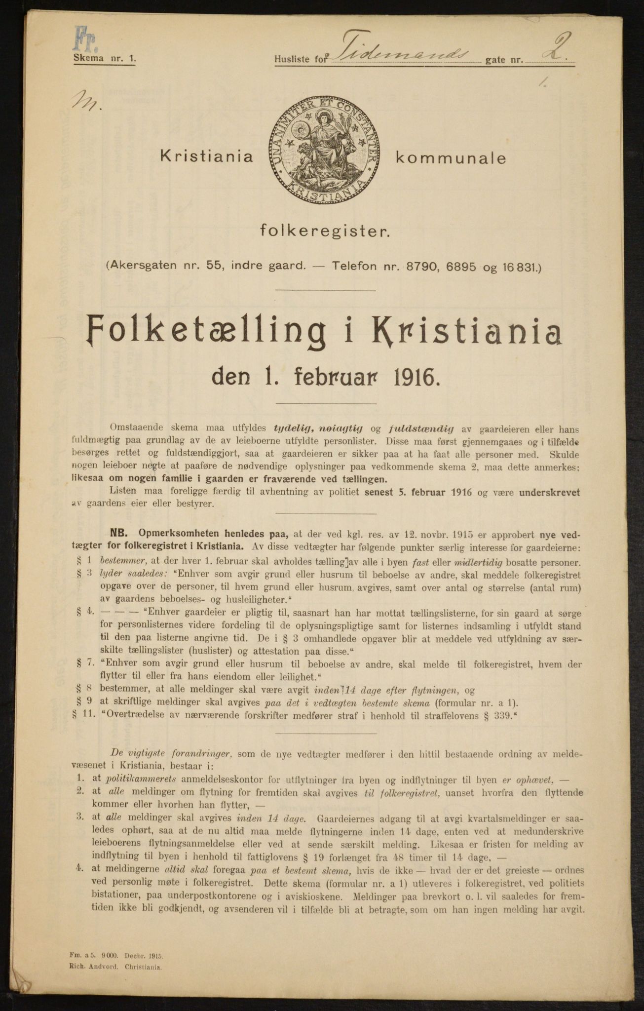 OBA, Municipal Census 1916 for Kristiania, 1916, p. 114619