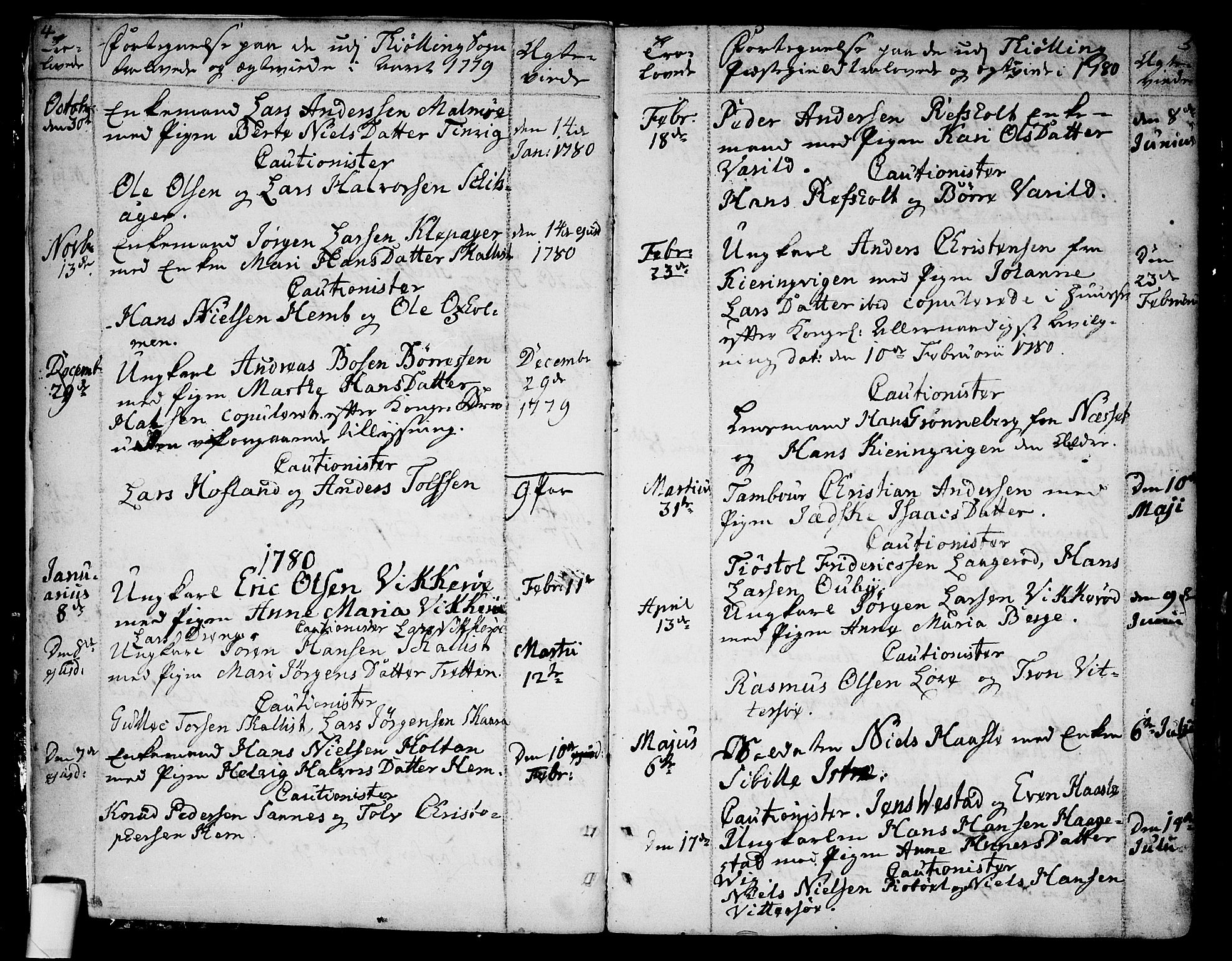 Tjølling kirkebøker, SAKO/A-60/F/Fa/L0004: Parish register (official) no. 4, 1779-1817, p. 4-5