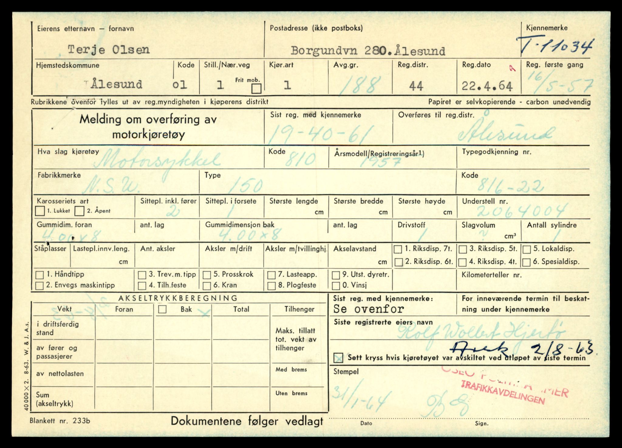 Møre og Romsdal vegkontor - Ålesund trafikkstasjon, AV/SAT-A-4099/F/Fe/L0025: Registreringskort for kjøretøy T 10931 - T 11045, 1927-1998, p. 2794