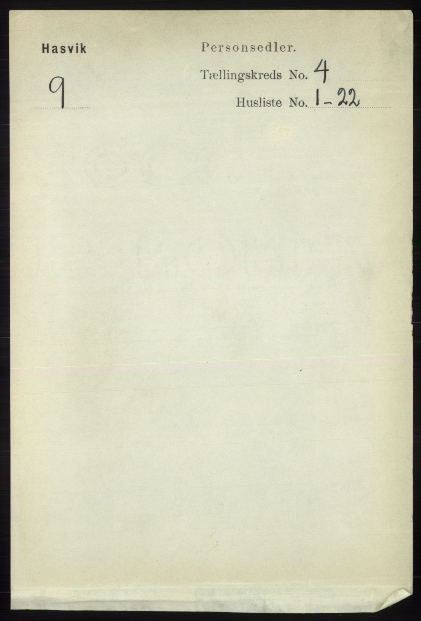 RA, 1891 census for 2015 Hasvik, 1891, p. 488