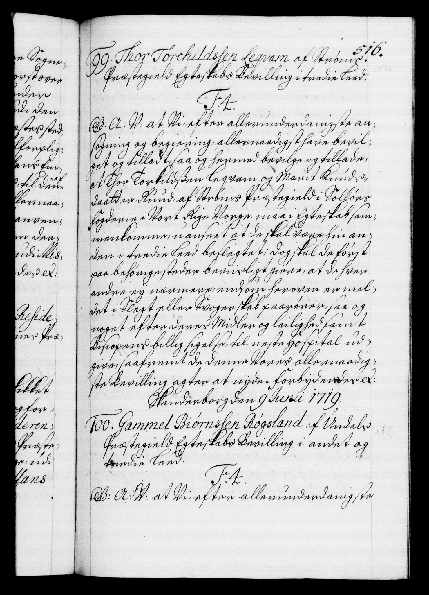 Danske Kanselli 1572-1799, AV/RA-EA-3023/F/Fc/Fca/Fcaa/L0022: Norske registre, 1716-1719, p. 516a