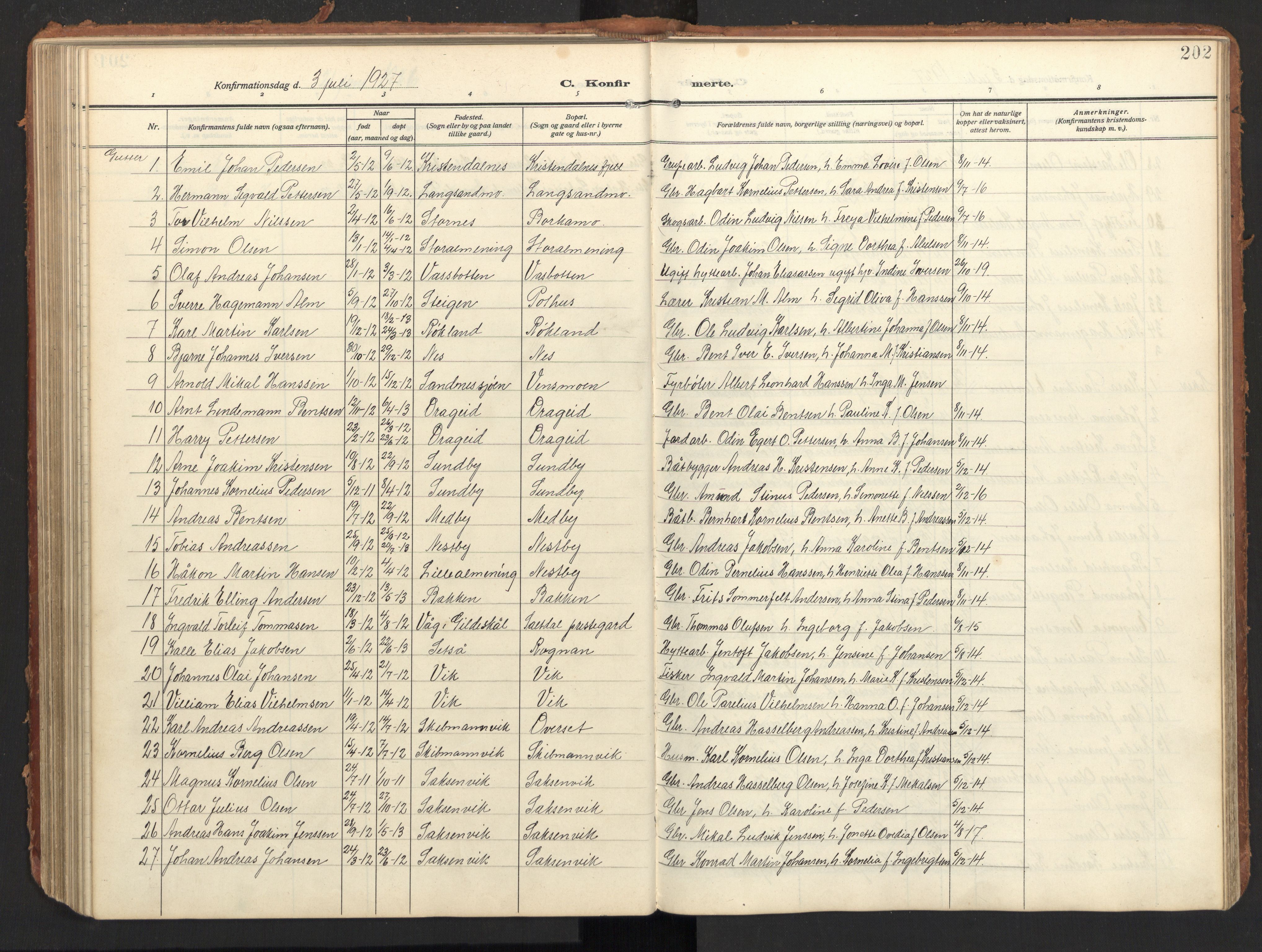 Ministerialprotokoller, klokkerbøker og fødselsregistre - Nordland, SAT/A-1459/847/L0683: Parish register (copy) no. 847C11, 1908-1929, p. 202