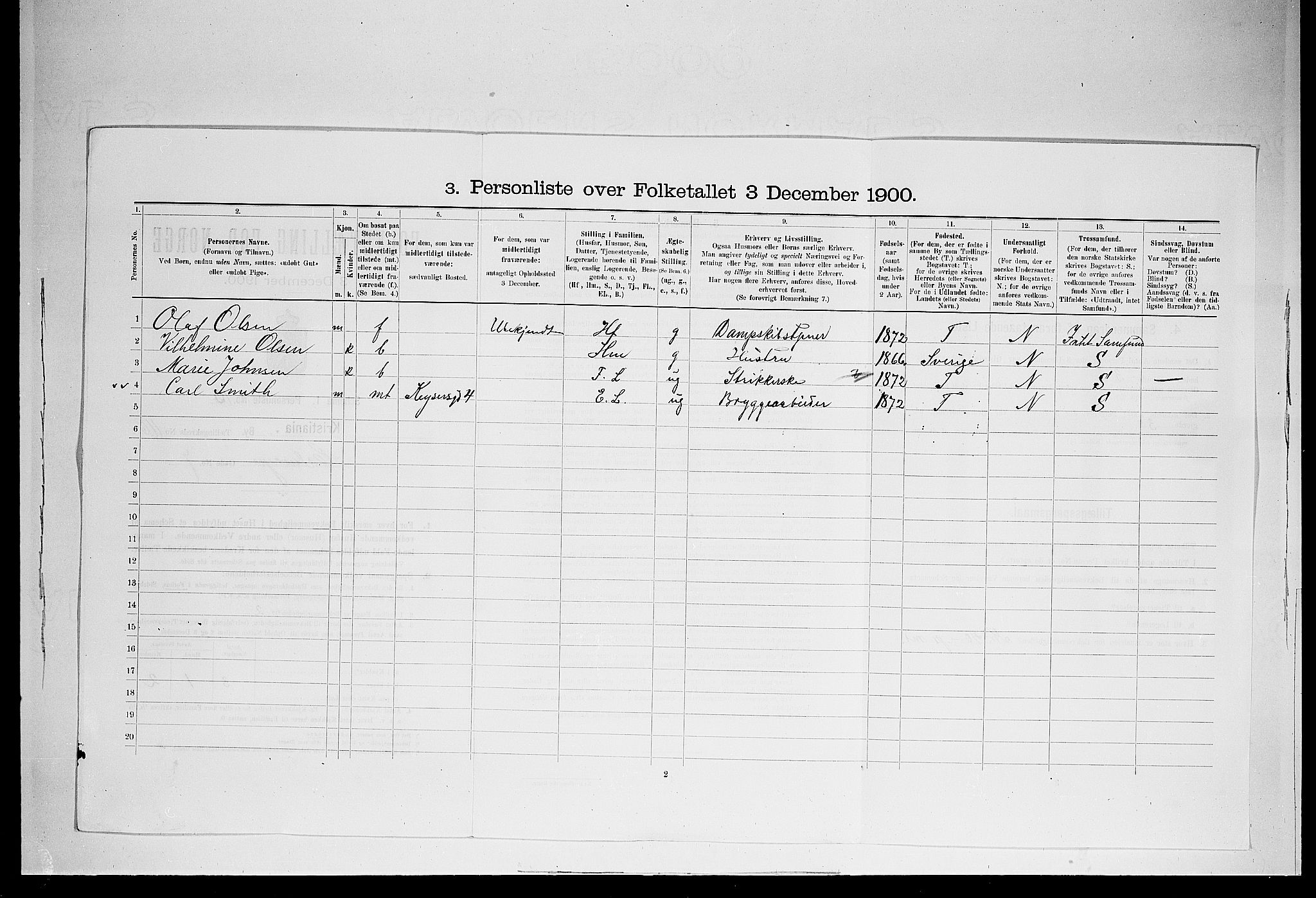 SAO, 1900 census for Kristiania, 1900, p. 10564