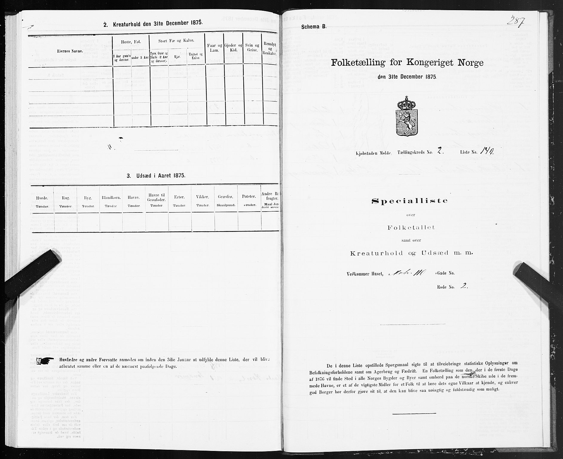 SAT, 1875 census for 1502P Molde, 1875, p. 1287