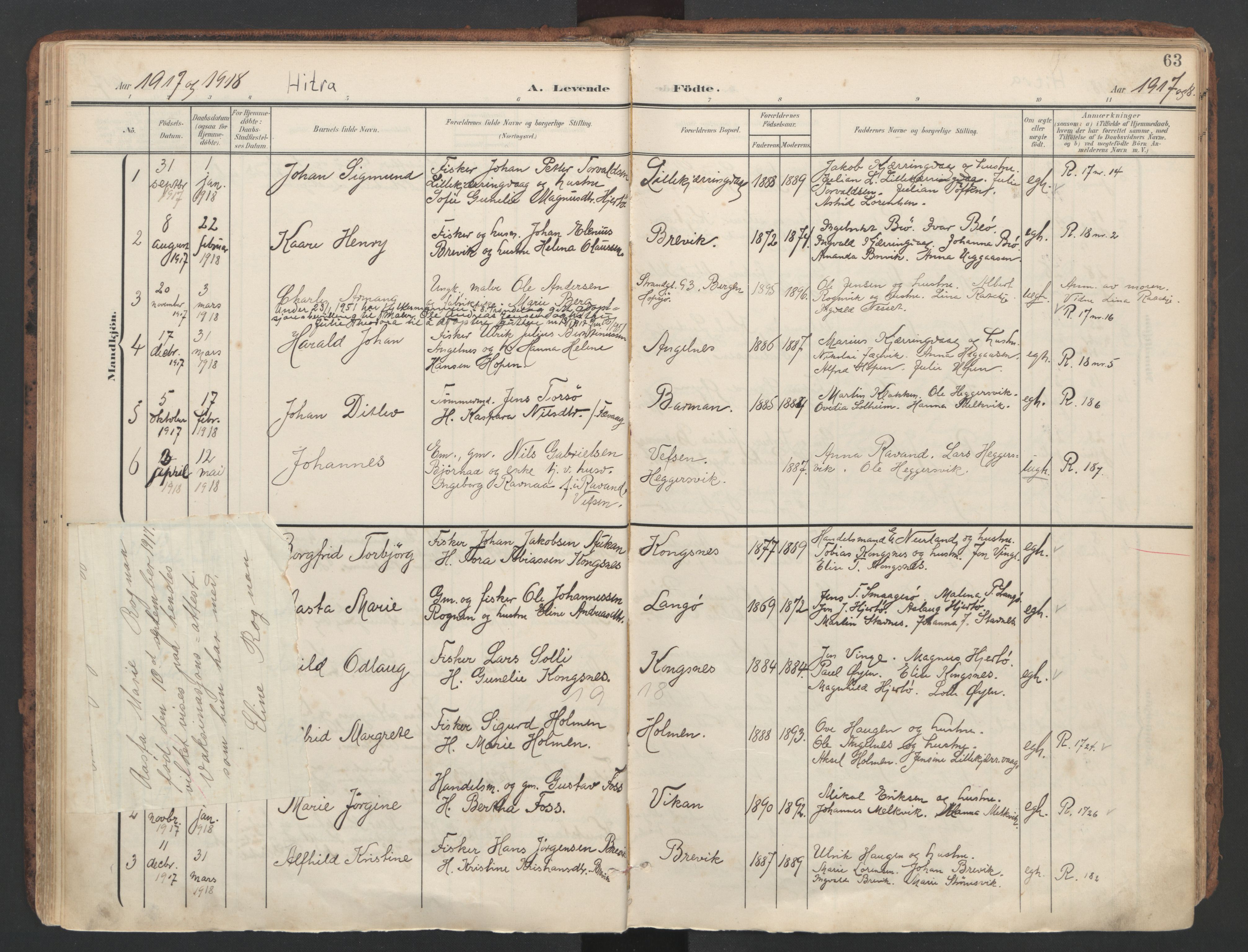 Ministerialprotokoller, klokkerbøker og fødselsregistre - Sør-Trøndelag, SAT/A-1456/634/L0537: Parish register (official) no. 634A13, 1896-1922, p. 63