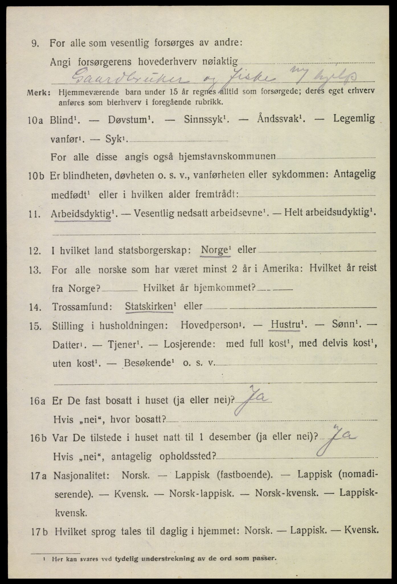 SAT, 1920 census for Gimsøy, 1920, p. 3556