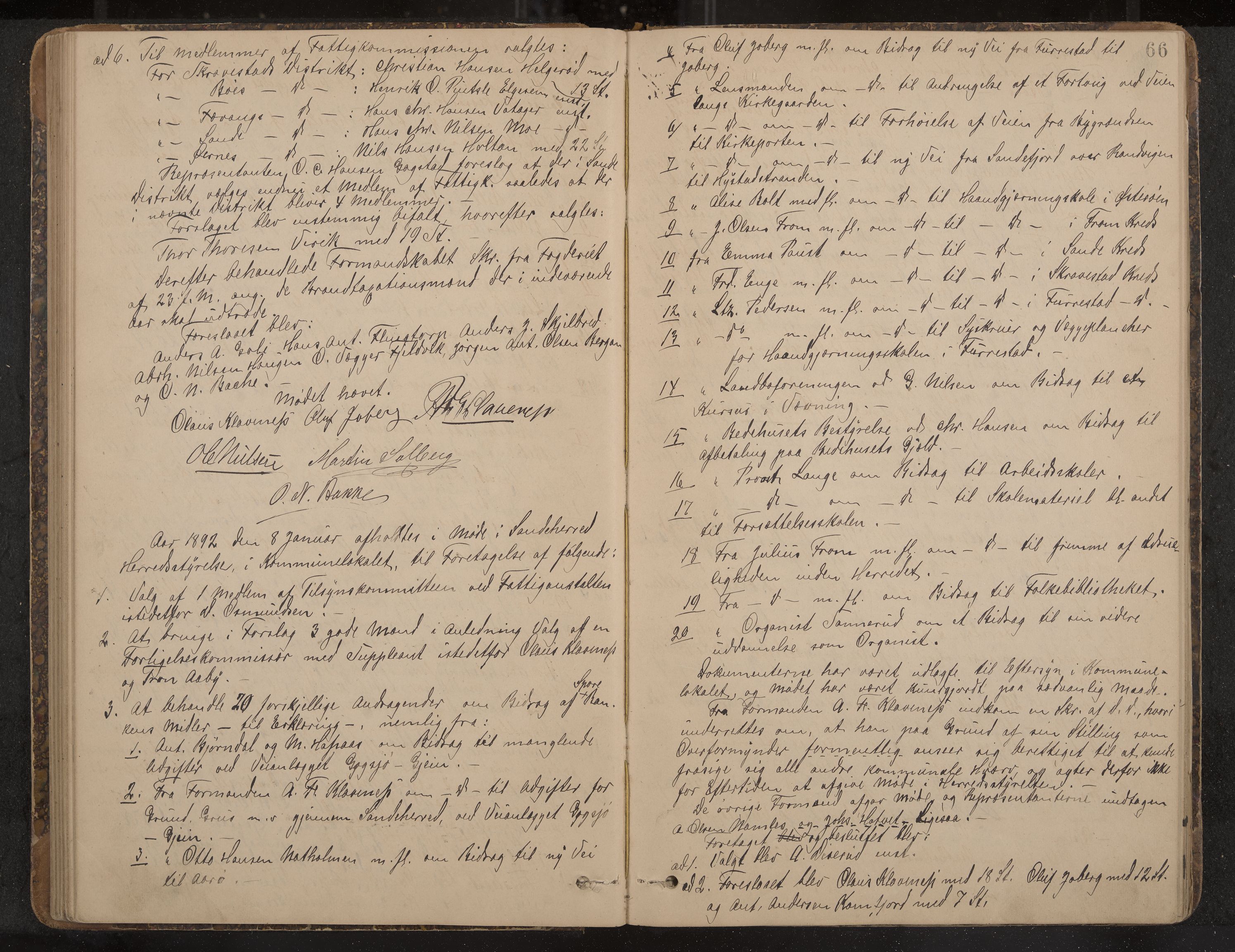 Sandar formannskap og sentraladministrasjon, IKAK/0724021/A/Aa/L0001: Møtebok, 1886-1895, p. 66