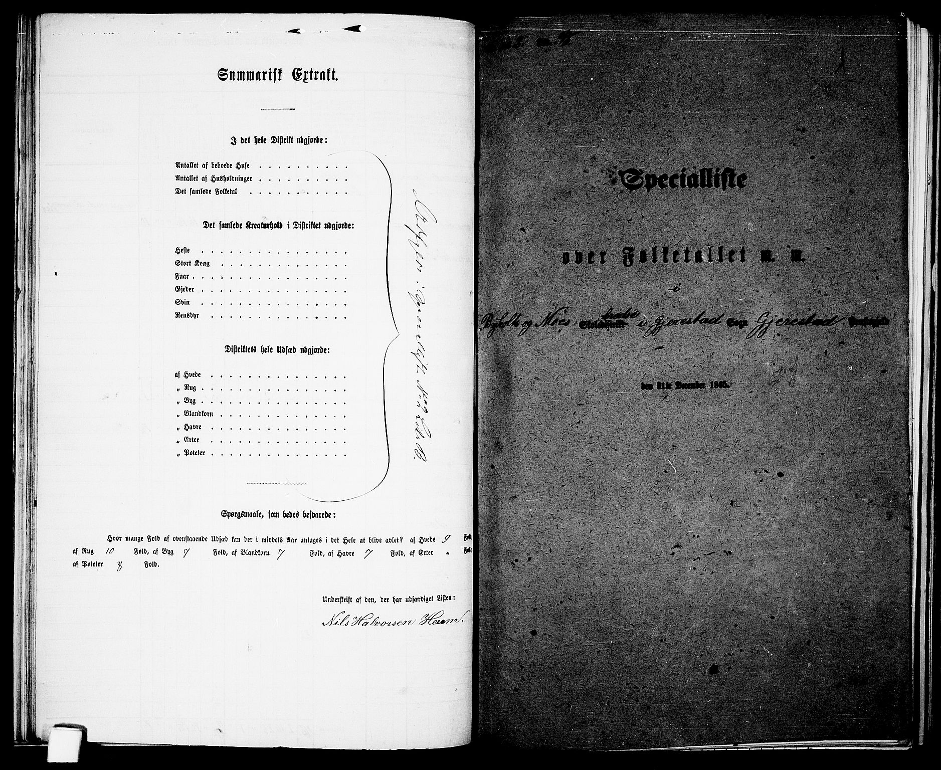 RA, 1865 census for Gjerstad, 1865, p. 44