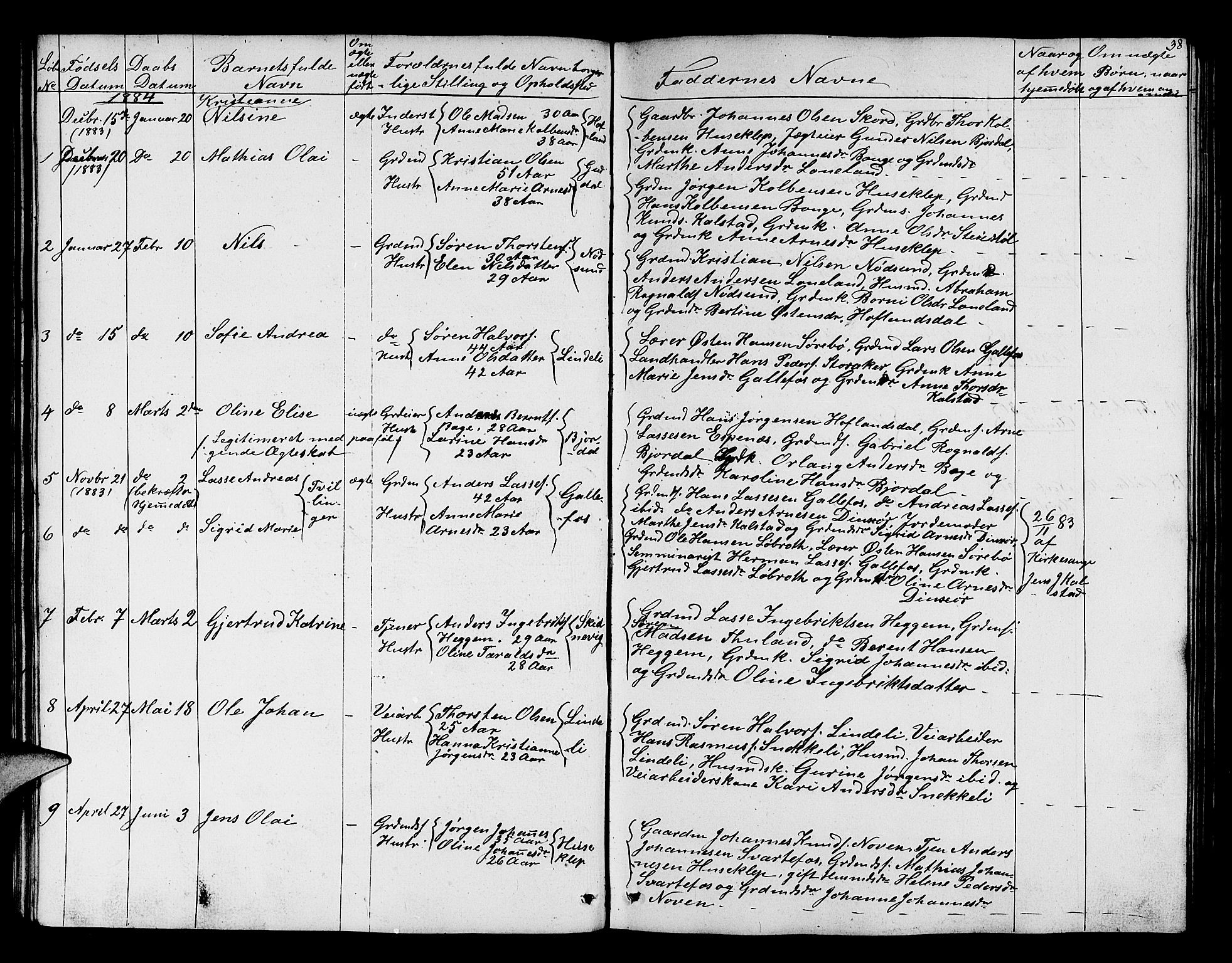 Fjaler sokneprestembete, SAB/A-79801/H/Hab/Habd/L0001: Parish register (copy) no. D 1, 1854-1891, p. 38