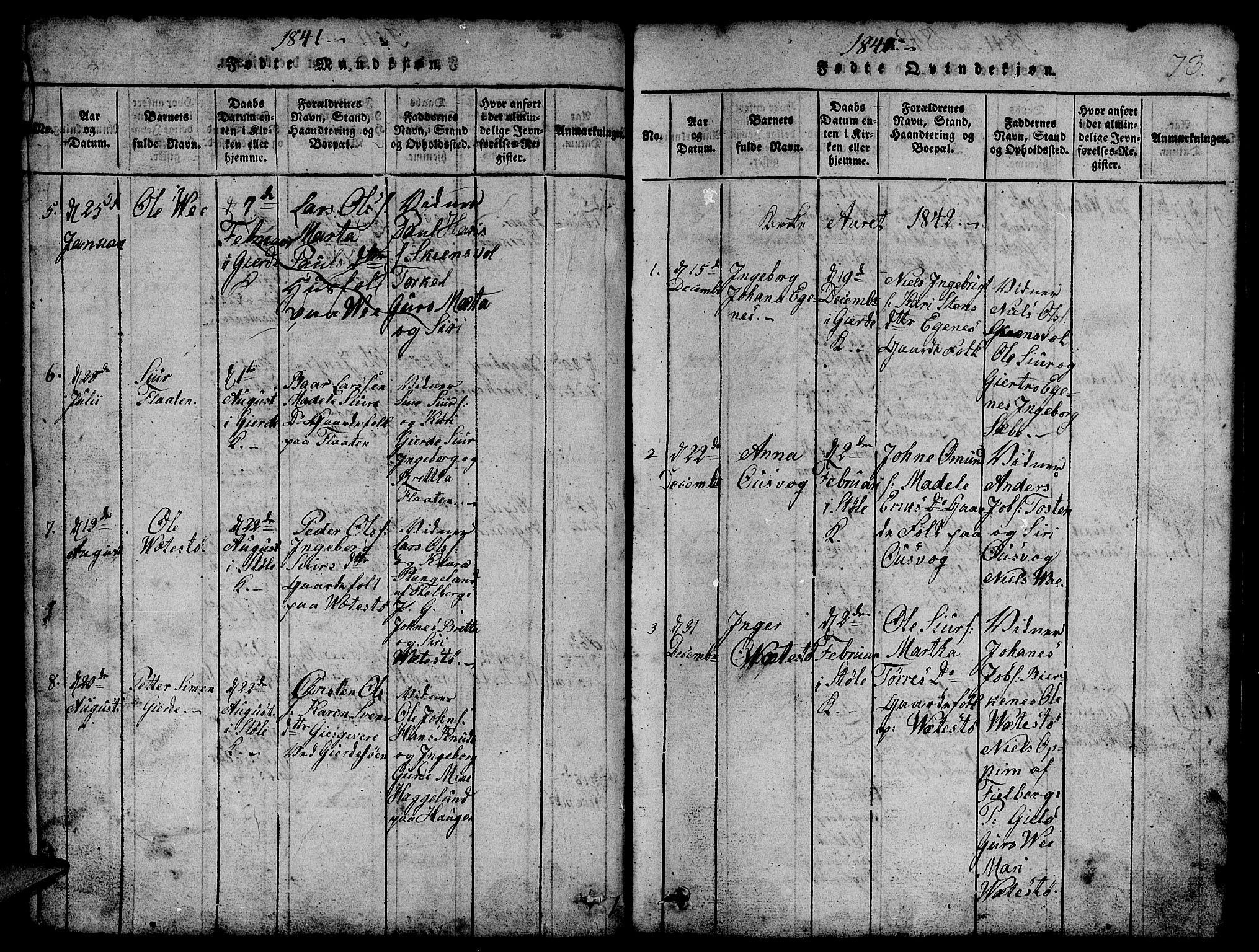Etne sokneprestembete, SAB/A-75001/H/Hab: Parish register (copy) no. B 1, 1815-1850, p. 73