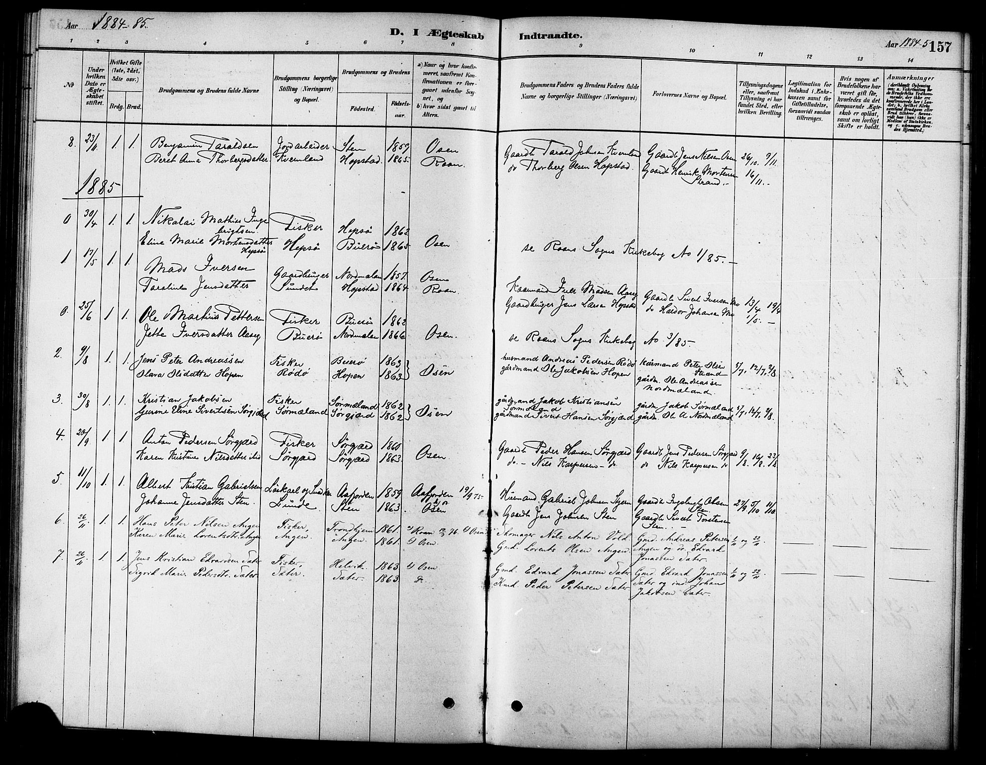 Ministerialprotokoller, klokkerbøker og fødselsregistre - Sør-Trøndelag, SAT/A-1456/658/L0722: Parish register (official) no. 658A01, 1879-1896, p. 157