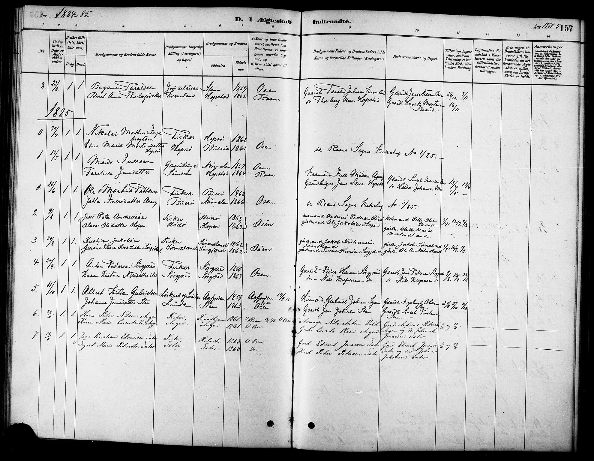 Ministerialprotokoller, klokkerbøker og fødselsregistre - Sør-Trøndelag, AV/SAT-A-1456/658/L0722: Parish register (official) no. 658A01, 1879-1896, p. 157