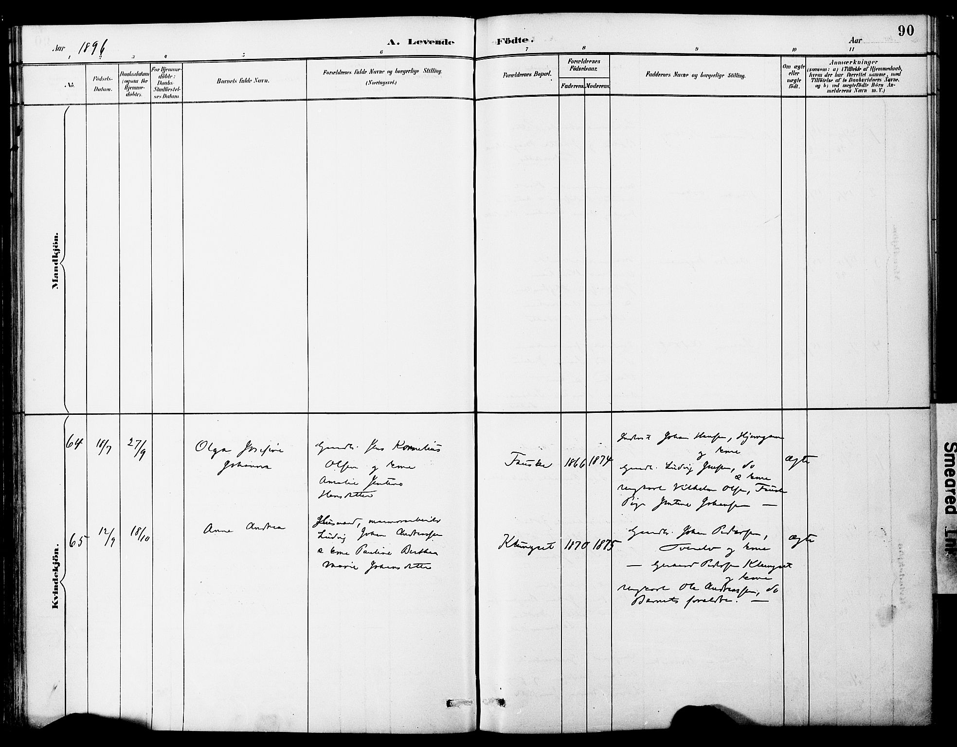 Ministerialprotokoller, klokkerbøker og fødselsregistre - Nordland, AV/SAT-A-1459/849/L0690: Parish register (official) no. 849A02, 1890-1897, p. 90