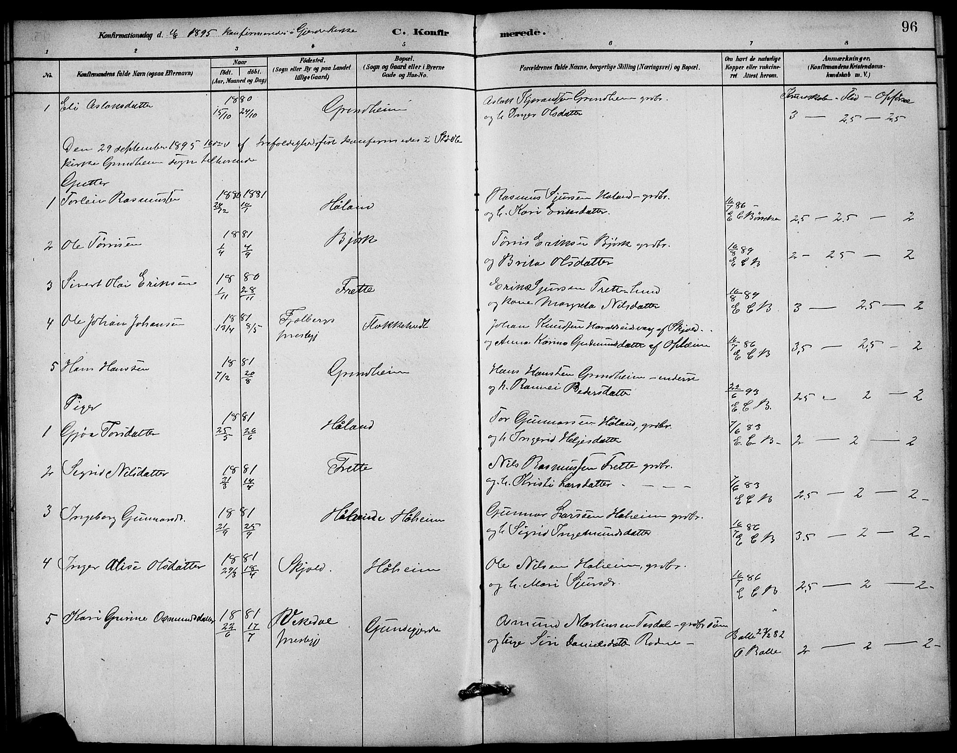 Etne sokneprestembete, AV/SAB-A-75001/H/Hab: Parish register (copy) no. C 4, 1879-1896, p. 96