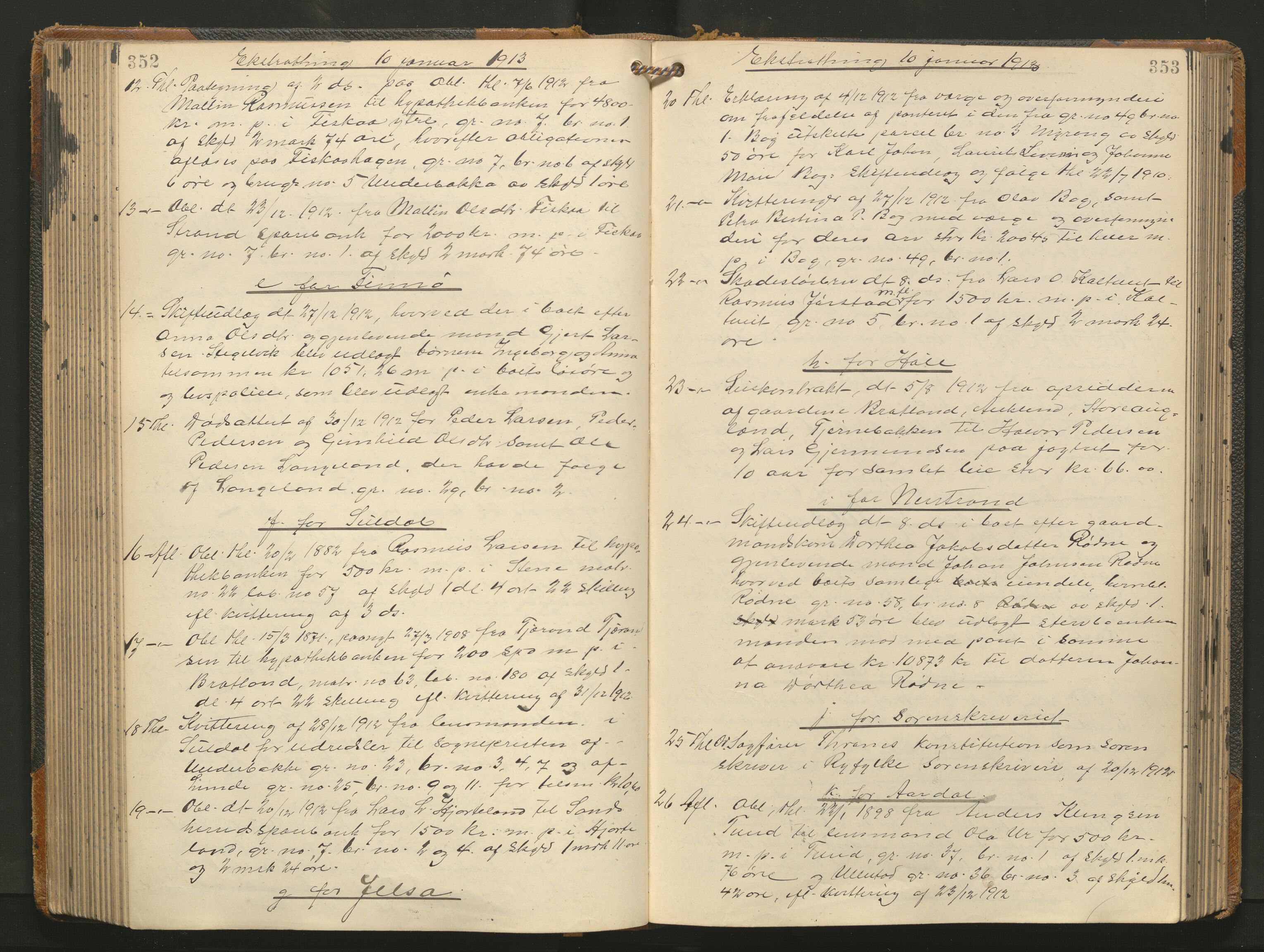 Ryfylke tingrett, AV/SAST-A-100055/001/I/IB/IB0/L0024: Tingbok, Ryfylke, 1911-1914, p. 352-353
