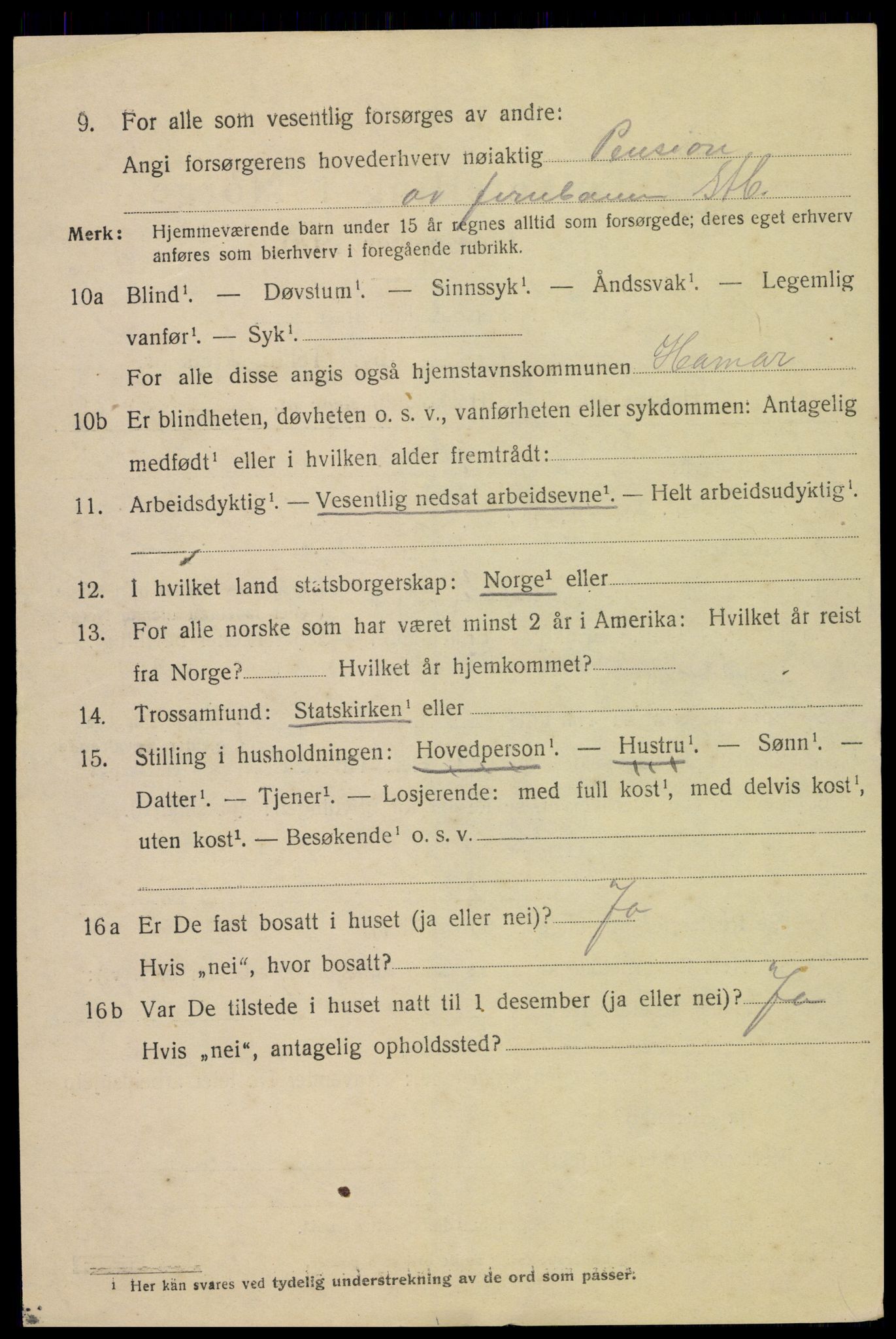 SAH, 1920 census for Hamar, 1920, p. 7802