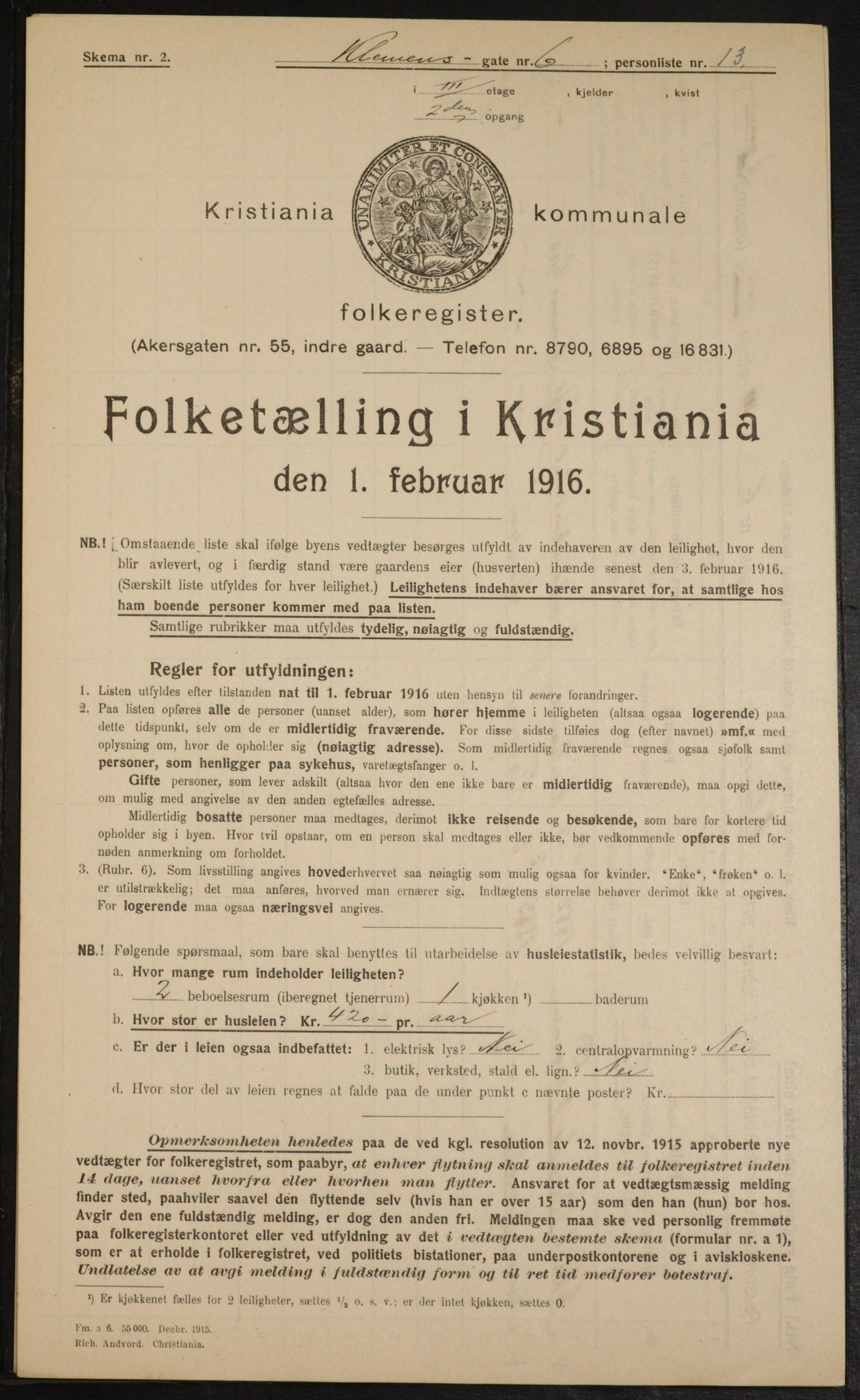 OBA, Municipal Census 1916 for Kristiania, 1916, p. 12928