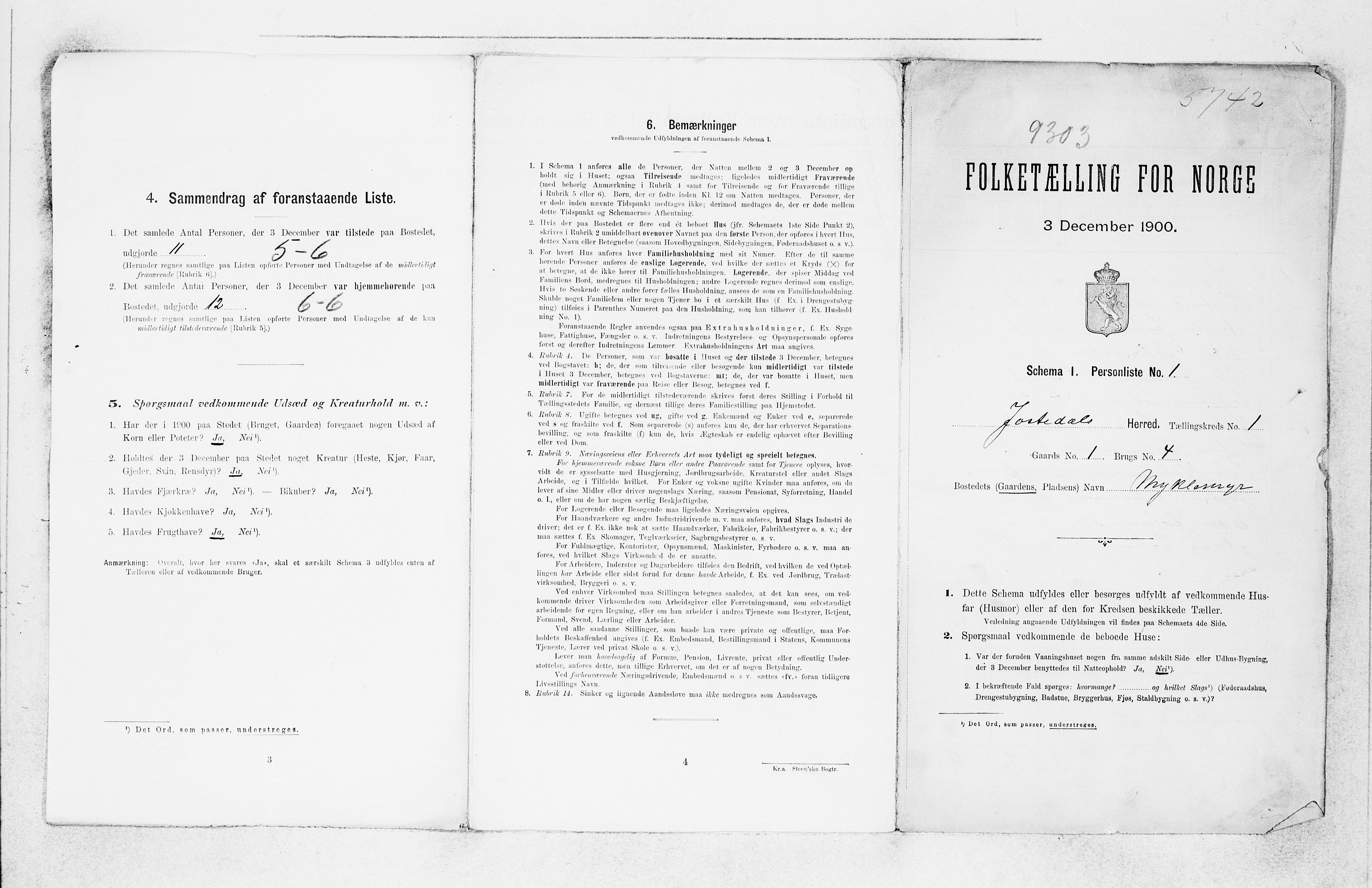 SAB, 1900 census for Jostedal, 1900, p. 14