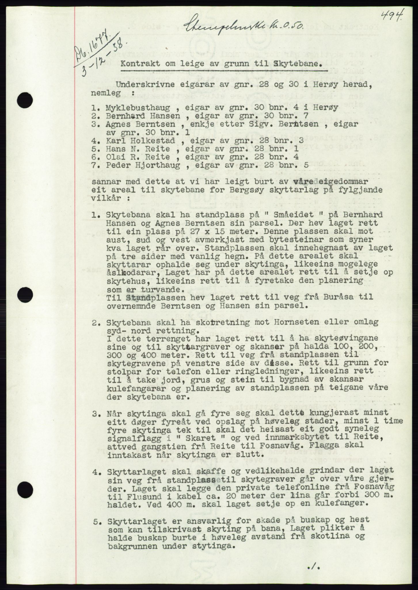 Søre Sunnmøre sorenskriveri, AV/SAT-A-4122/1/2/2C/L0066: Mortgage book no. 60, 1938-1938, Diary no: : 1677/1938