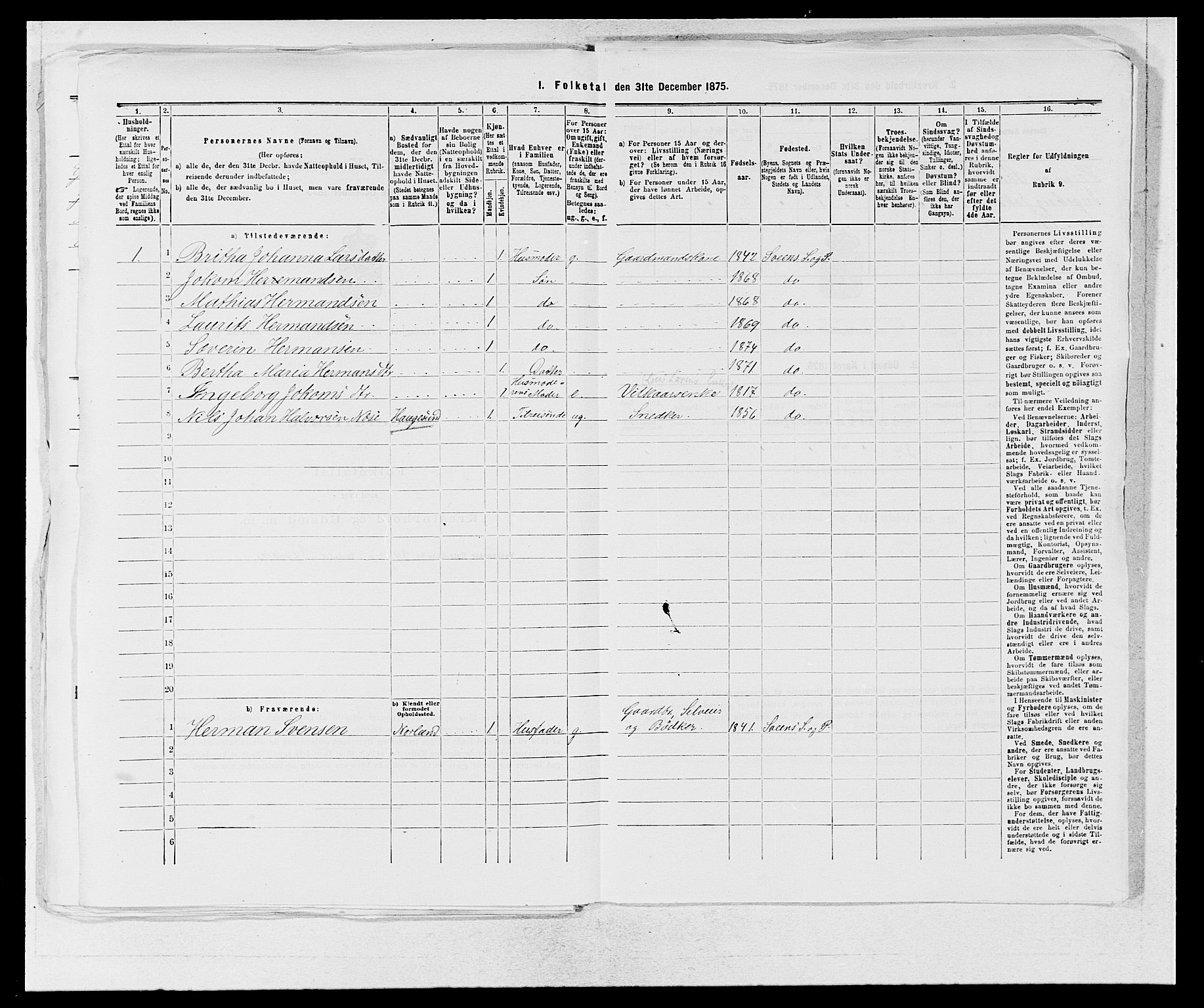 SAB, 1875 census for 1216P Sveio, 1875, p. 1238