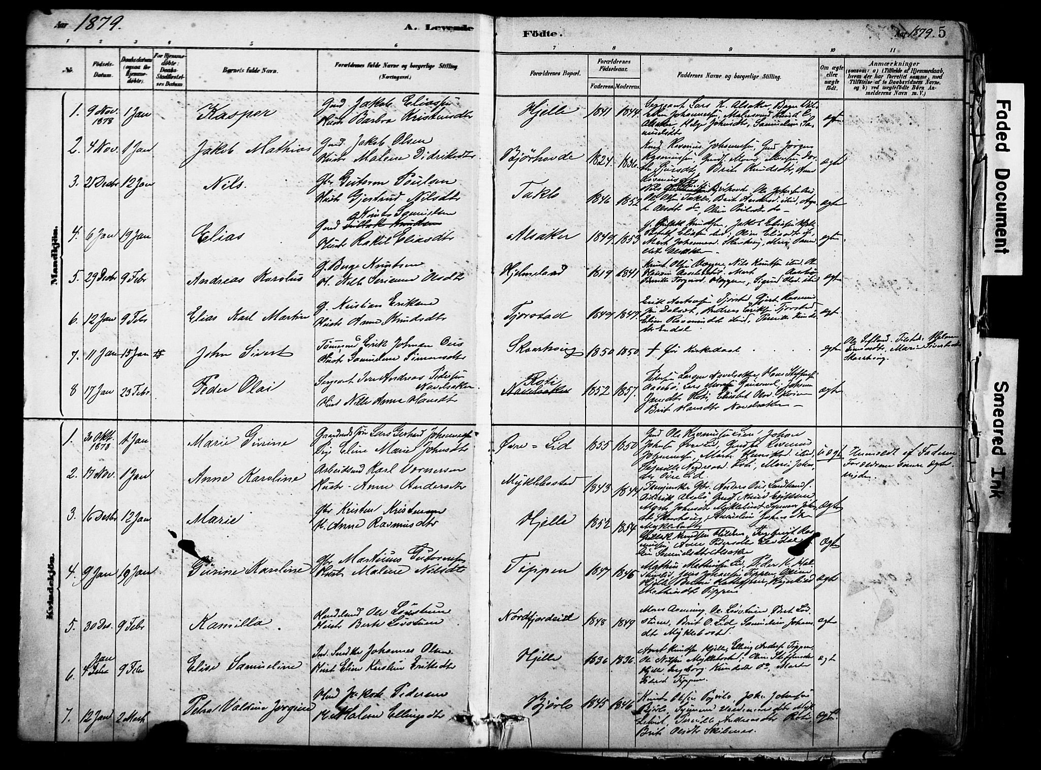 Eid sokneprestembete, AV/SAB-A-82301/H/Haa/Haab/L0001: Parish register (official) no. B 1, 1879-1906, p. 5