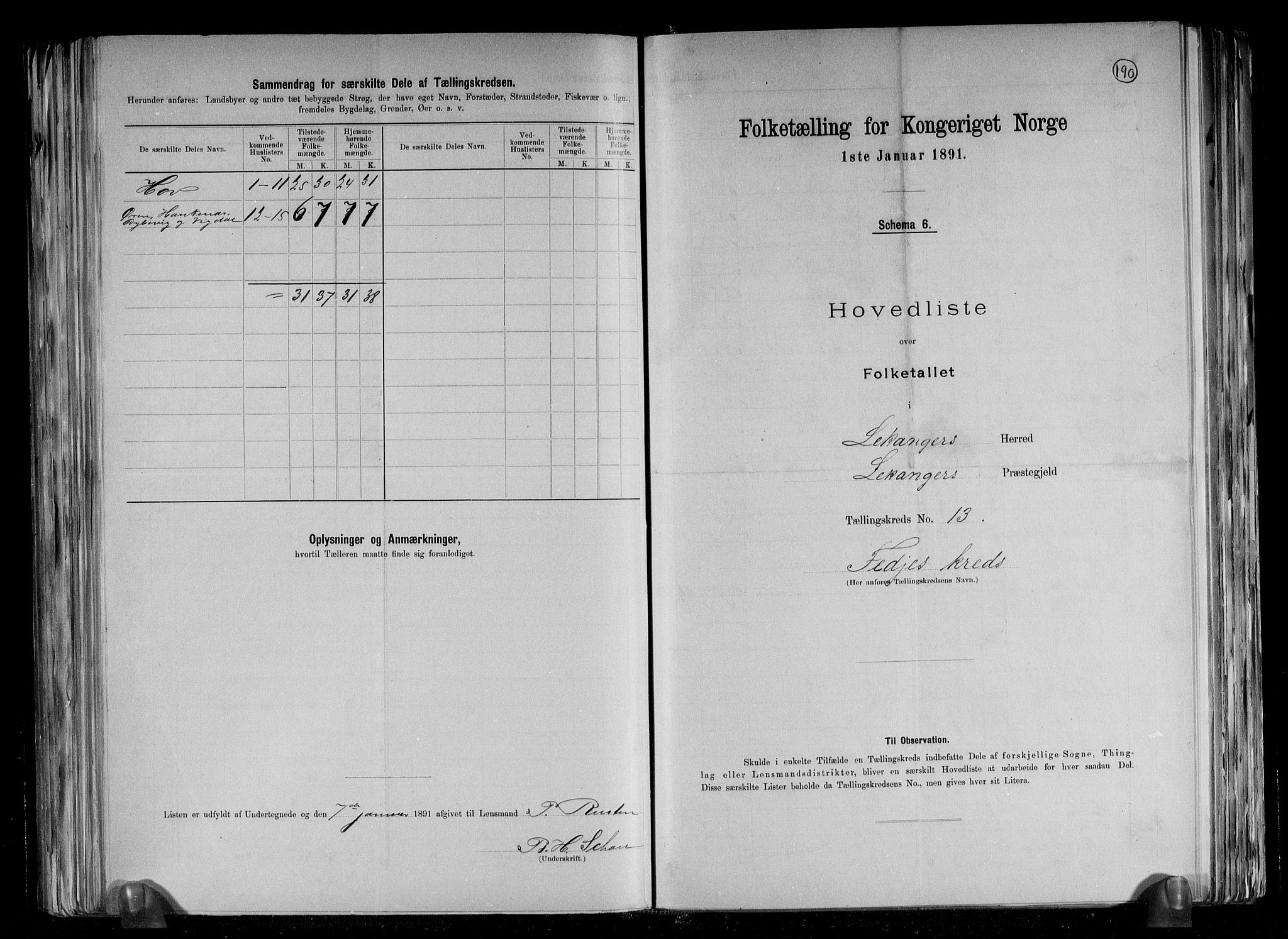 RA, 1891 census for 1419 Leikanger, 1891, p. 32