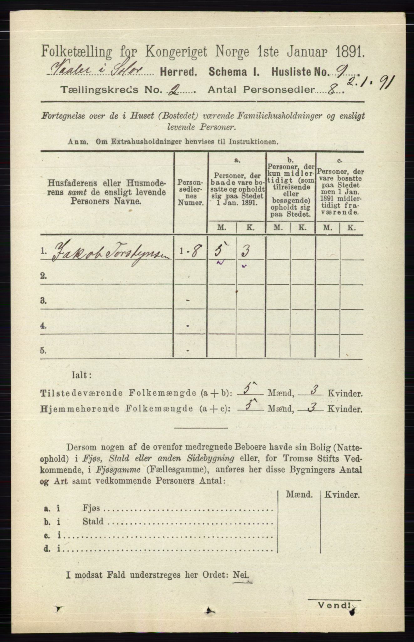 RA, 1891 census for 0426 Våler, 1891, p. 438