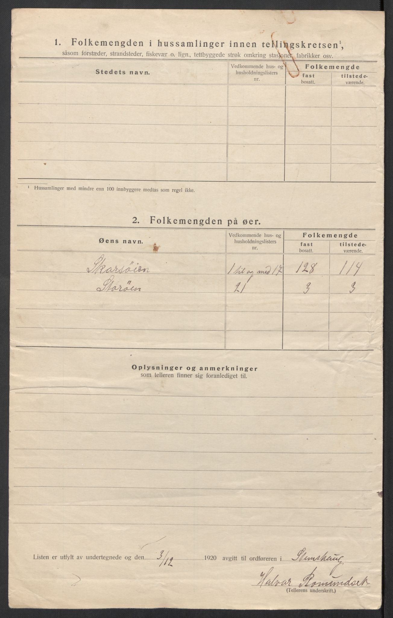 SAT, 1920 census for Stemshaug, 1920, p. 23