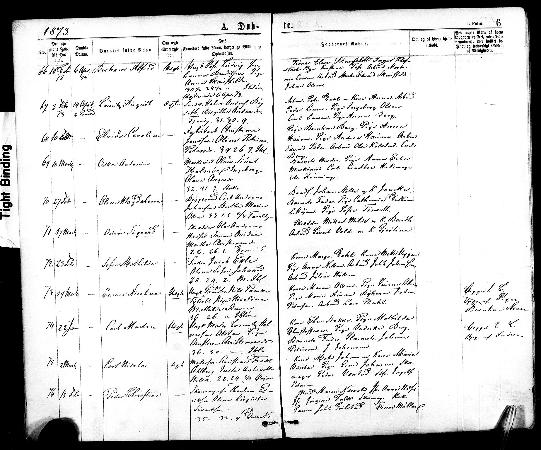 Ministerialprotokoller, klokkerbøker og fødselsregistre - Sør-Trøndelag, AV/SAT-A-1456/602/L0118: Parish register (official) no. 602A16, 1873-1879, p. 6
