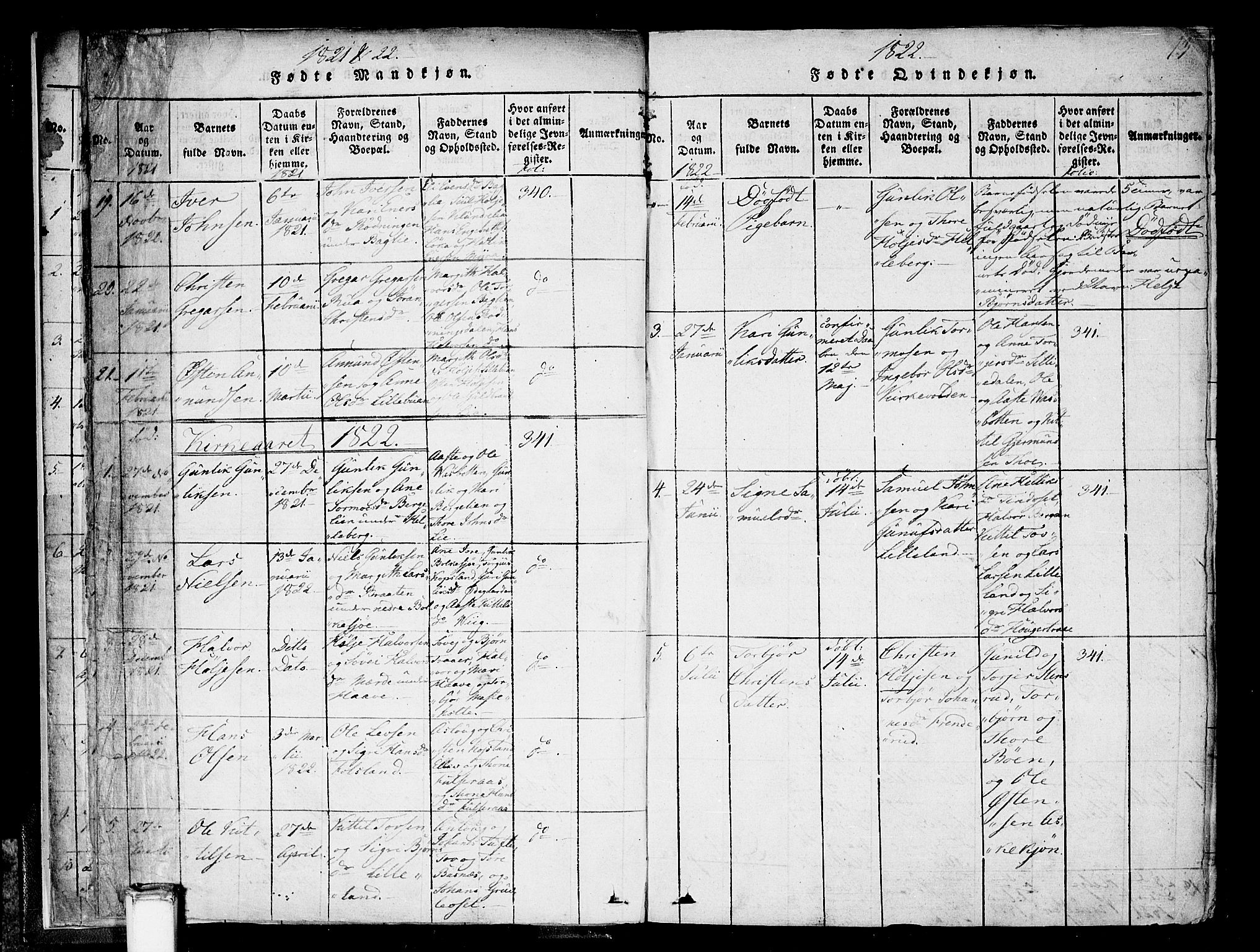 Gransherad kirkebøker, SAKO/A-267/F/Fa/L0001: Parish register (official) no. I 1, 1815-1843, p. 13
