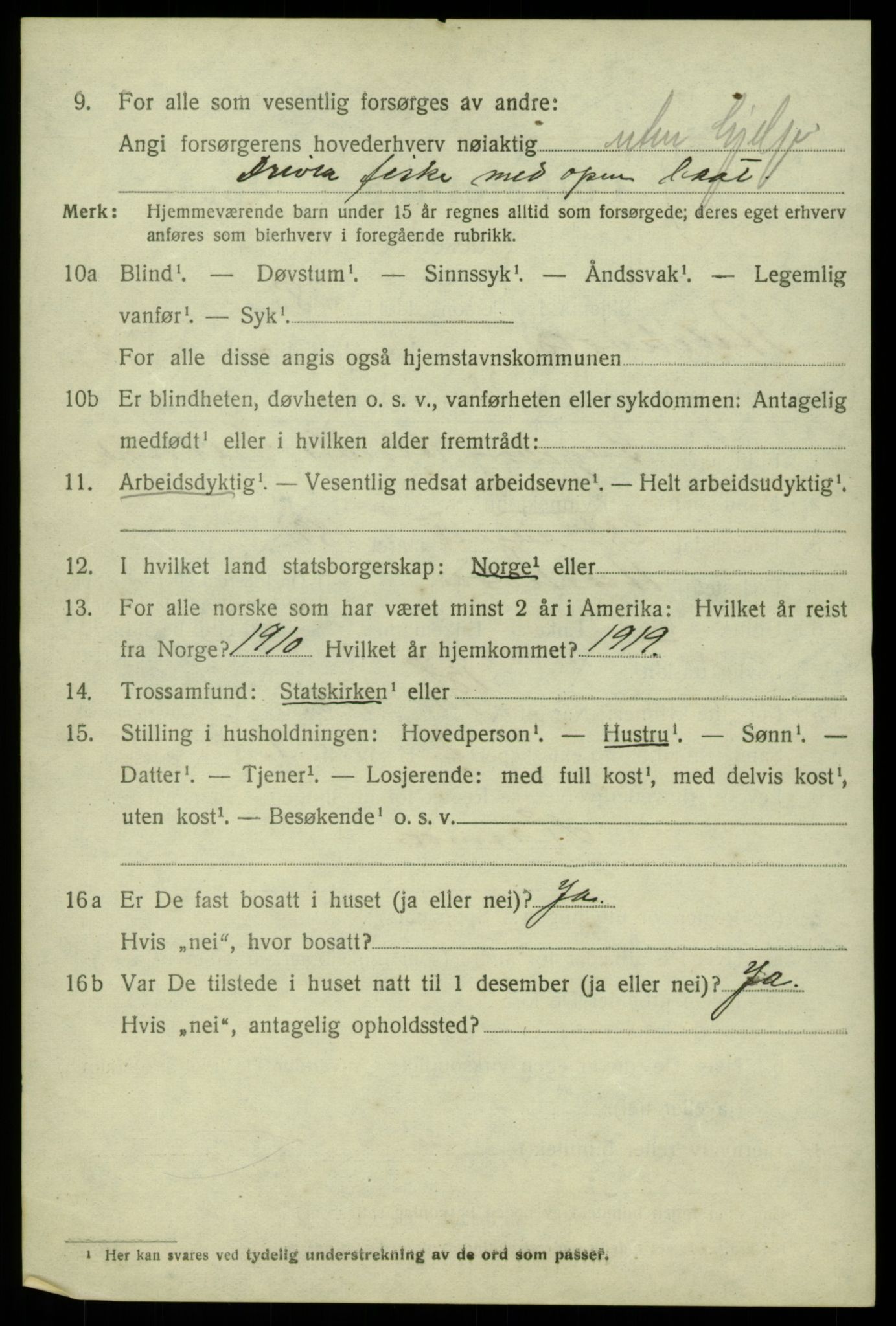 SAB, 1920 census for Austevoll, 1920, p. 2659