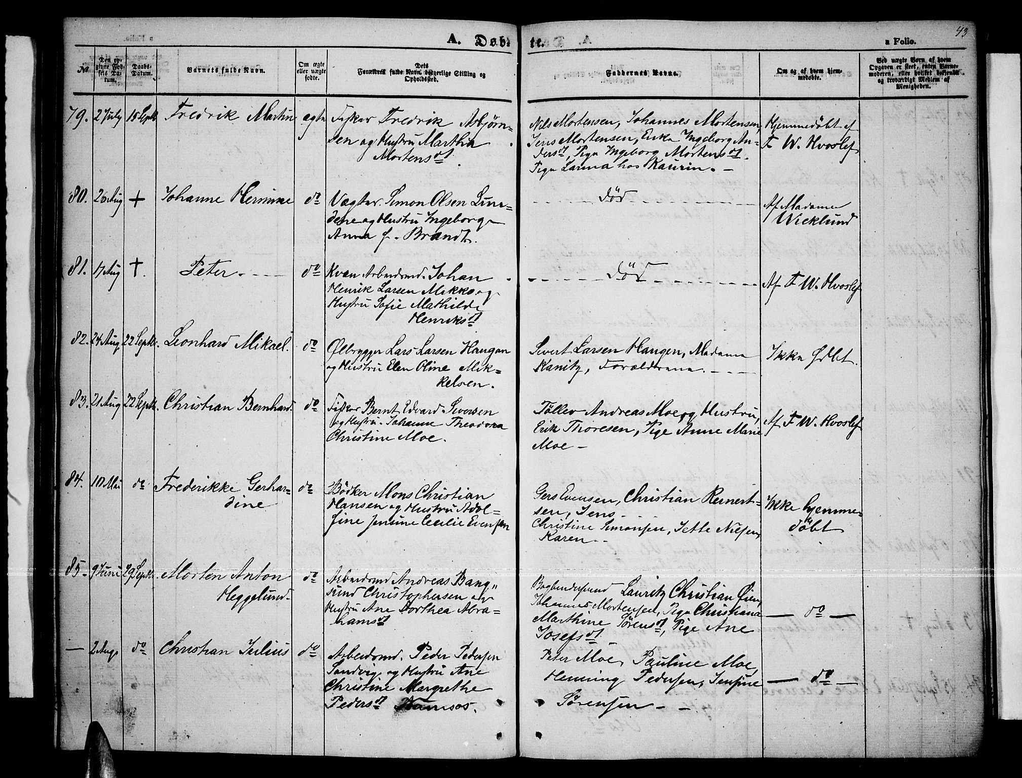 Tromsø sokneprestkontor/stiftsprosti/domprosti, AV/SATØ-S-1343/G/Gb/L0006klokker: Parish register (copy) no. 6, 1857-1866, p. 43