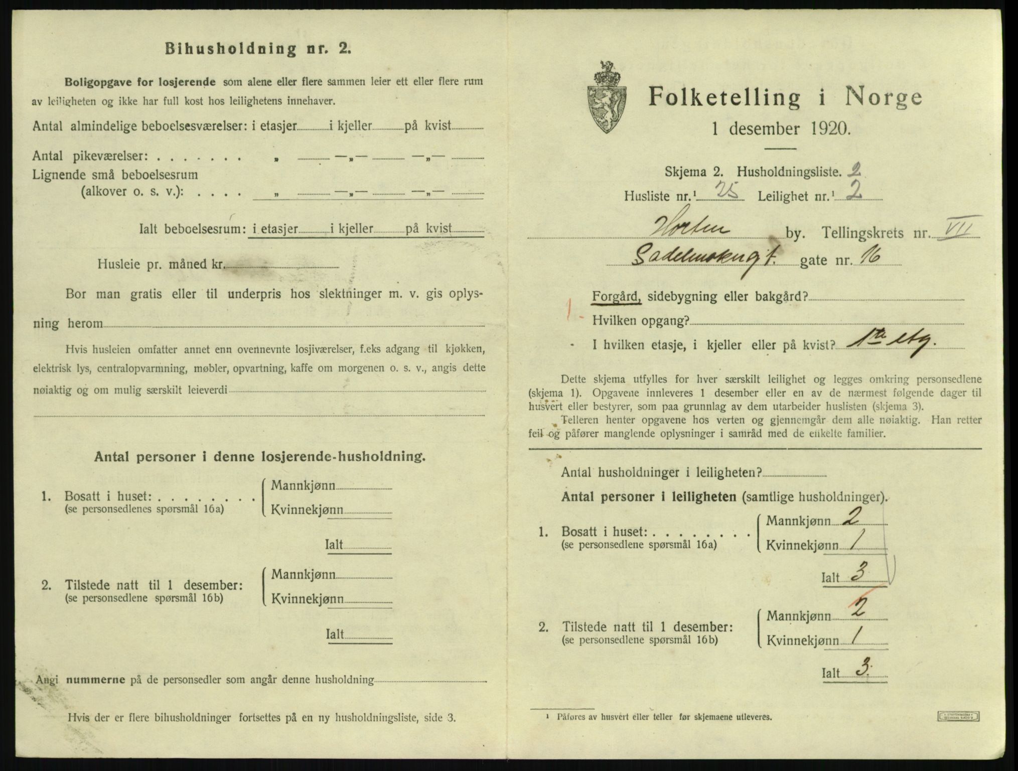 SAKO, 1920 census for Horten, 1920, p. 7277