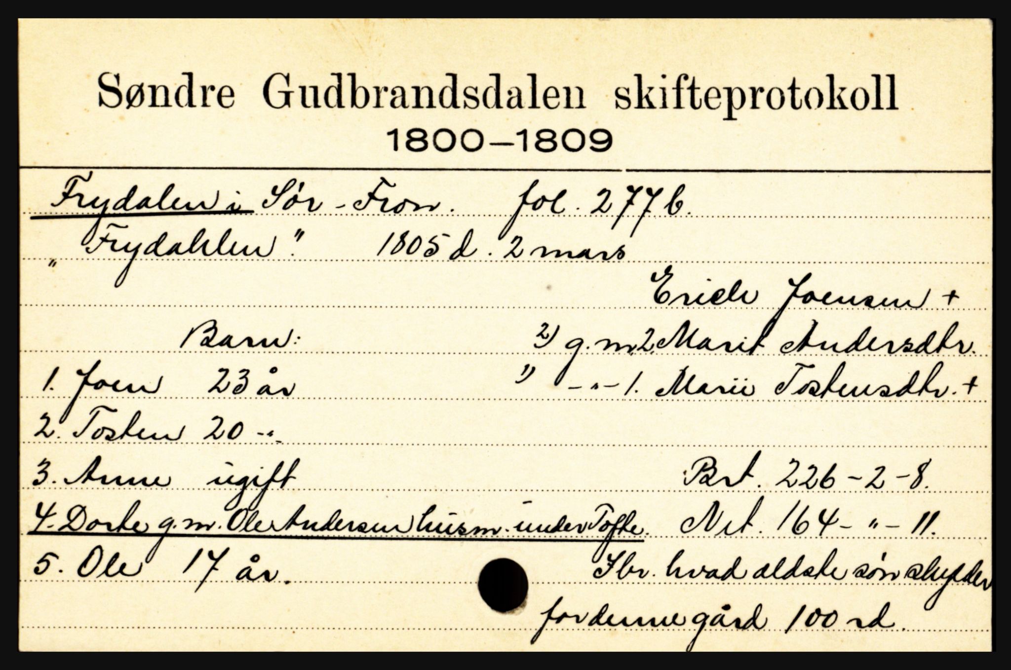 Sør-Gudbrandsdal tingrett, SAH/TING-004/J, 1658-1885, p. 3309