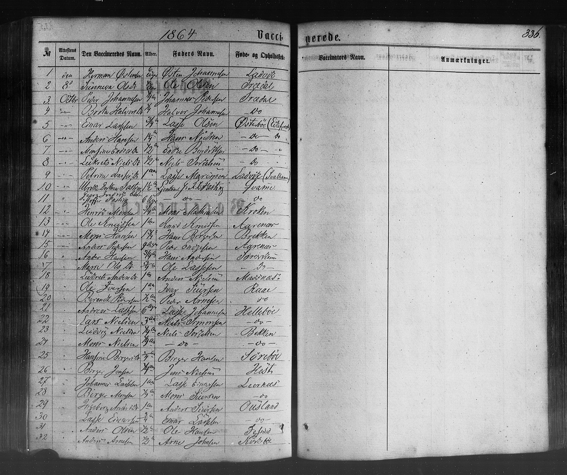 Lavik sokneprestembete, AV/SAB-A-80901: Parish register (official) no. A 4, 1864-1881, p. 336