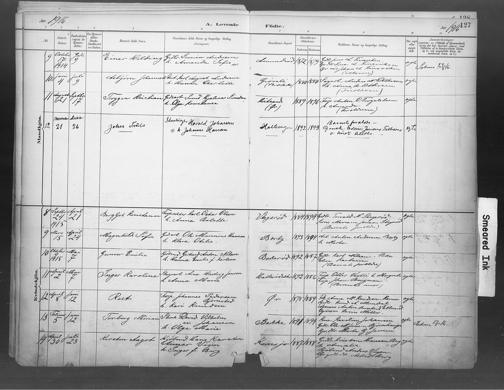 Idd prestekontor Kirkebøker, SAO/A-10911/F/Fb/L0002: Parish register (official) no. II 2, 1882-1923, p. 127