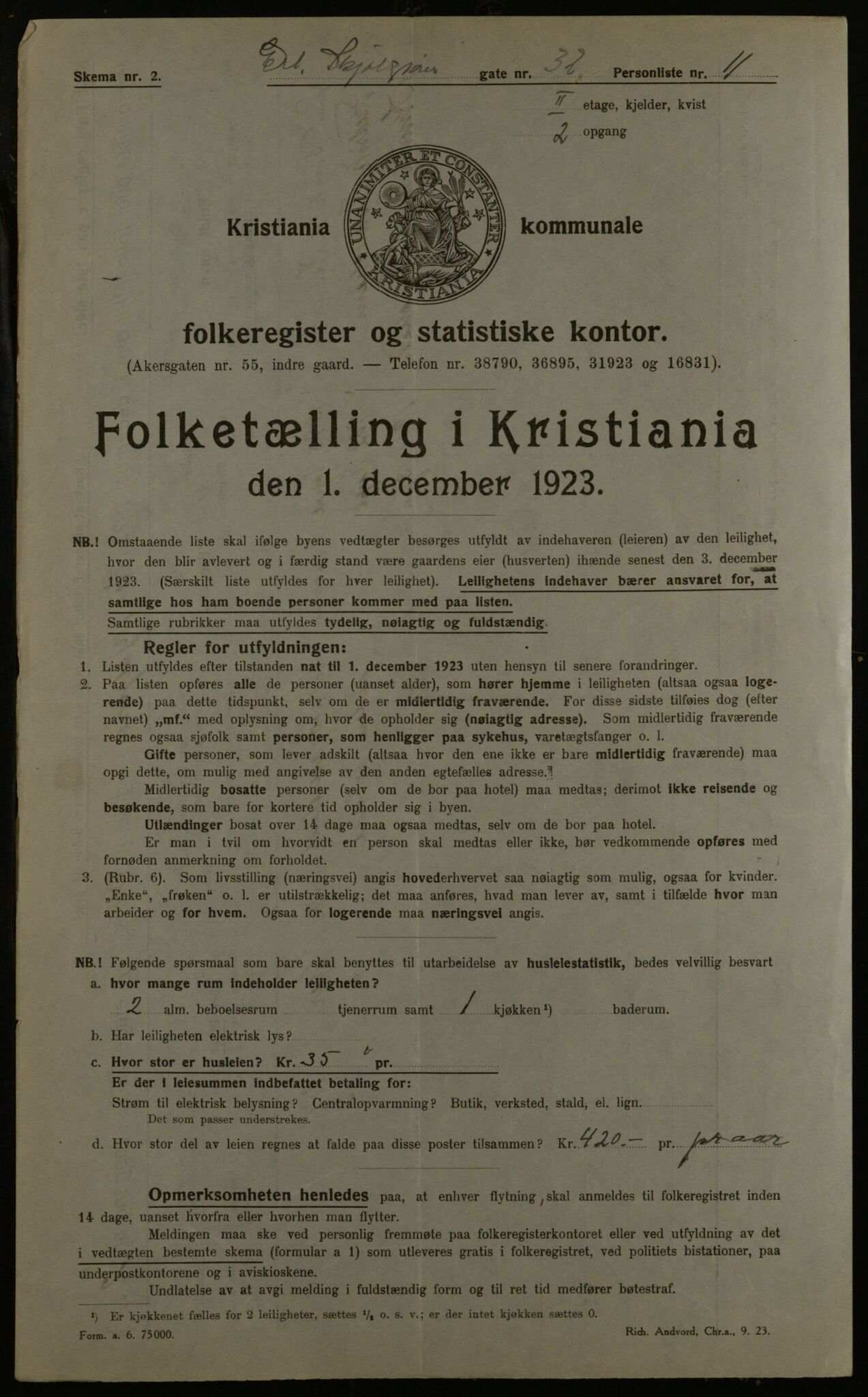 OBA, Municipal Census 1923 for Kristiania, 1923, p. 25247